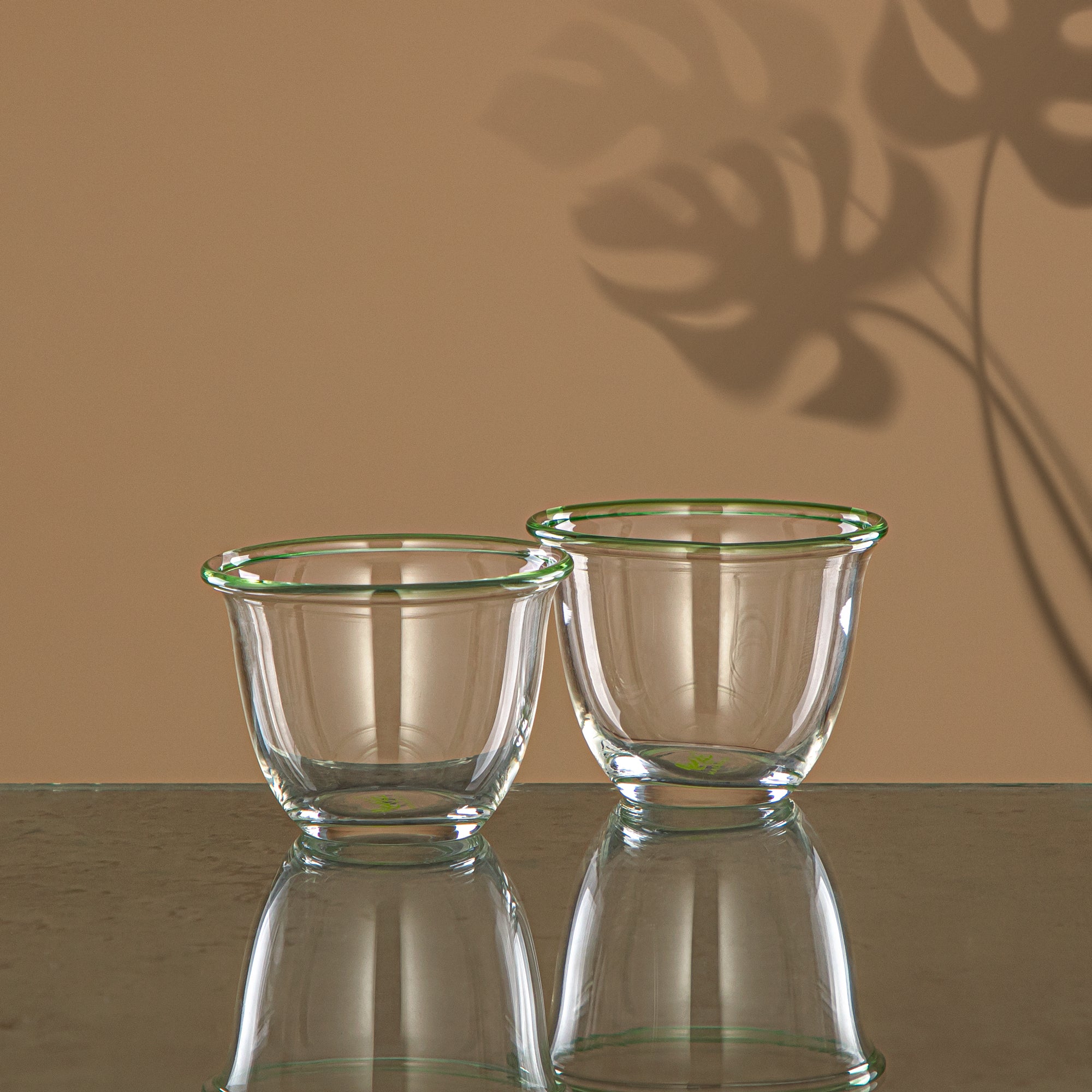 طقم قهوة عربية ألمرجان 6 قطع، زجاج بوروسيليكات، شفاف وأخضر (GLS0010119) - قهوة عربية