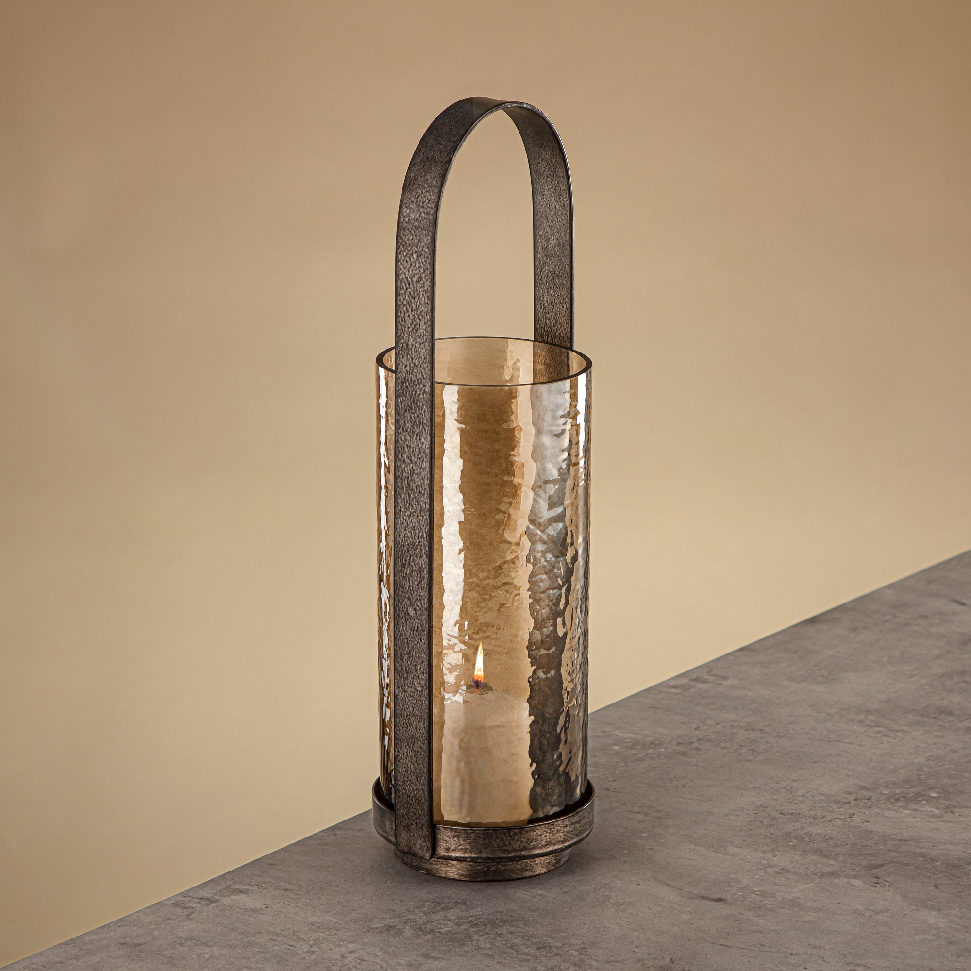 Almarjan Hurricane Lantern 42cm Vintage Silver