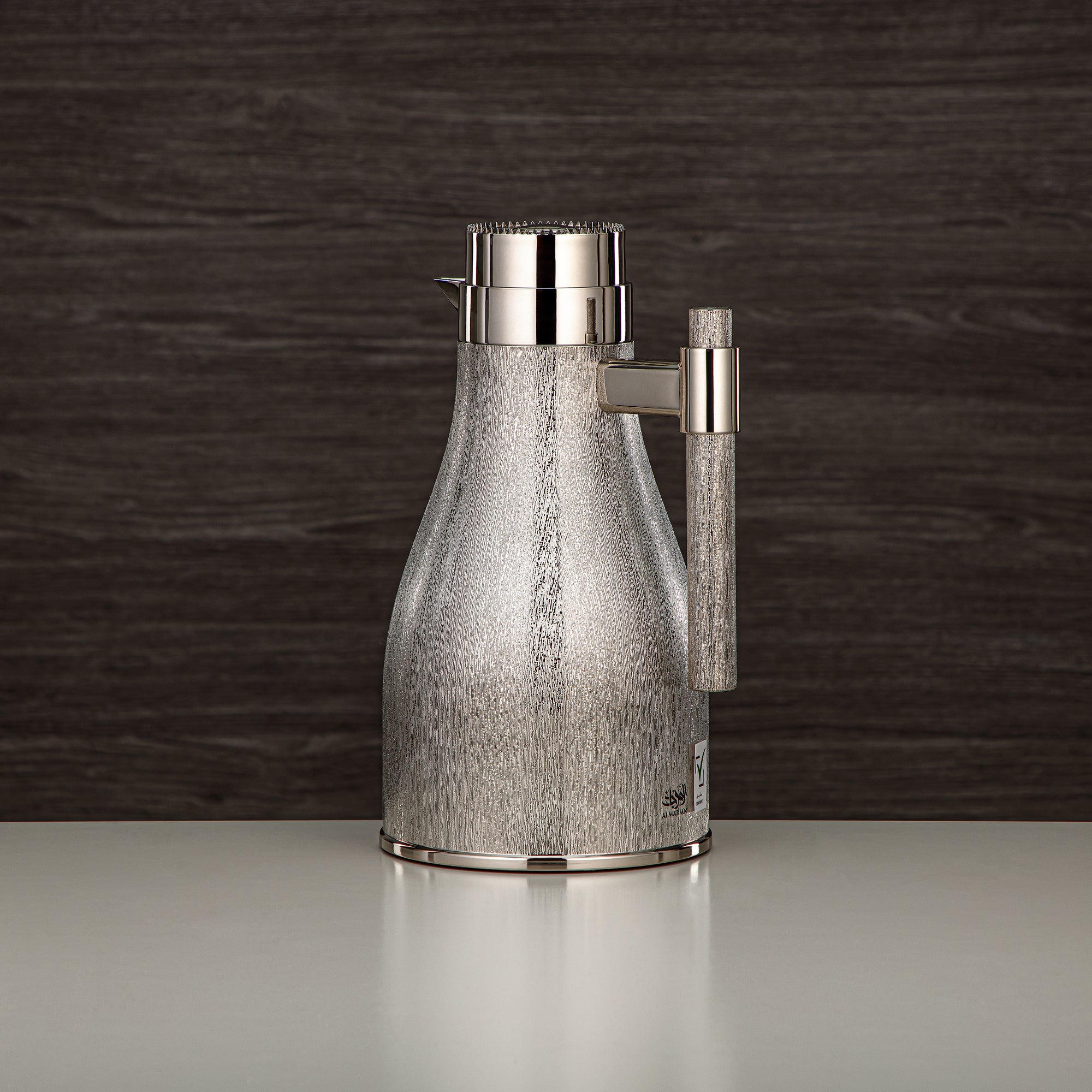 Almarjan Vacuum Flask Set ABS Push Button 1L + 1L Nickel (GOK-N-N-N) - Elegant Serving