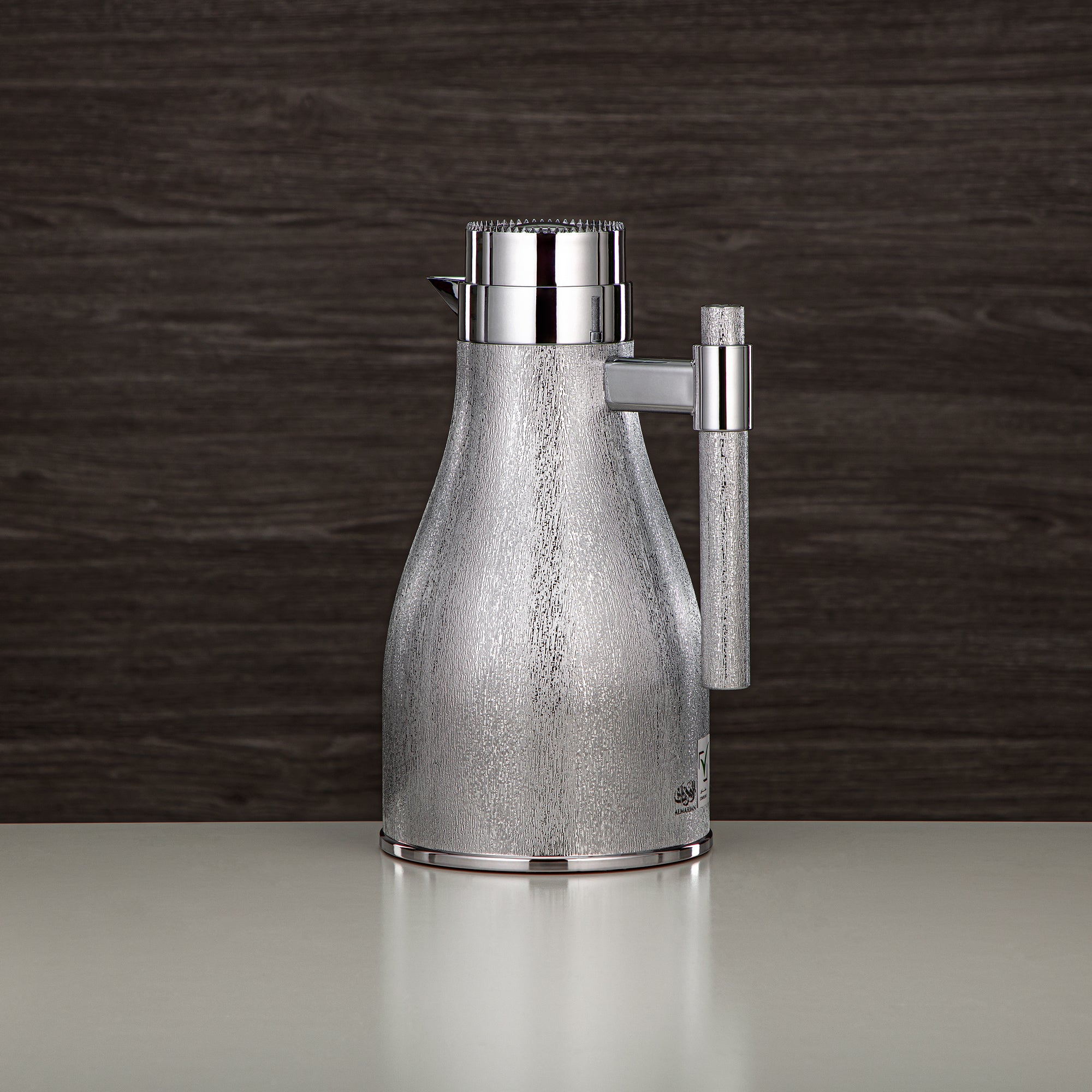 Almarjan Vacuum Flask Set ABS Push Button 1L + 1L Silver (GOK-S-S-S) - Elegant Serving