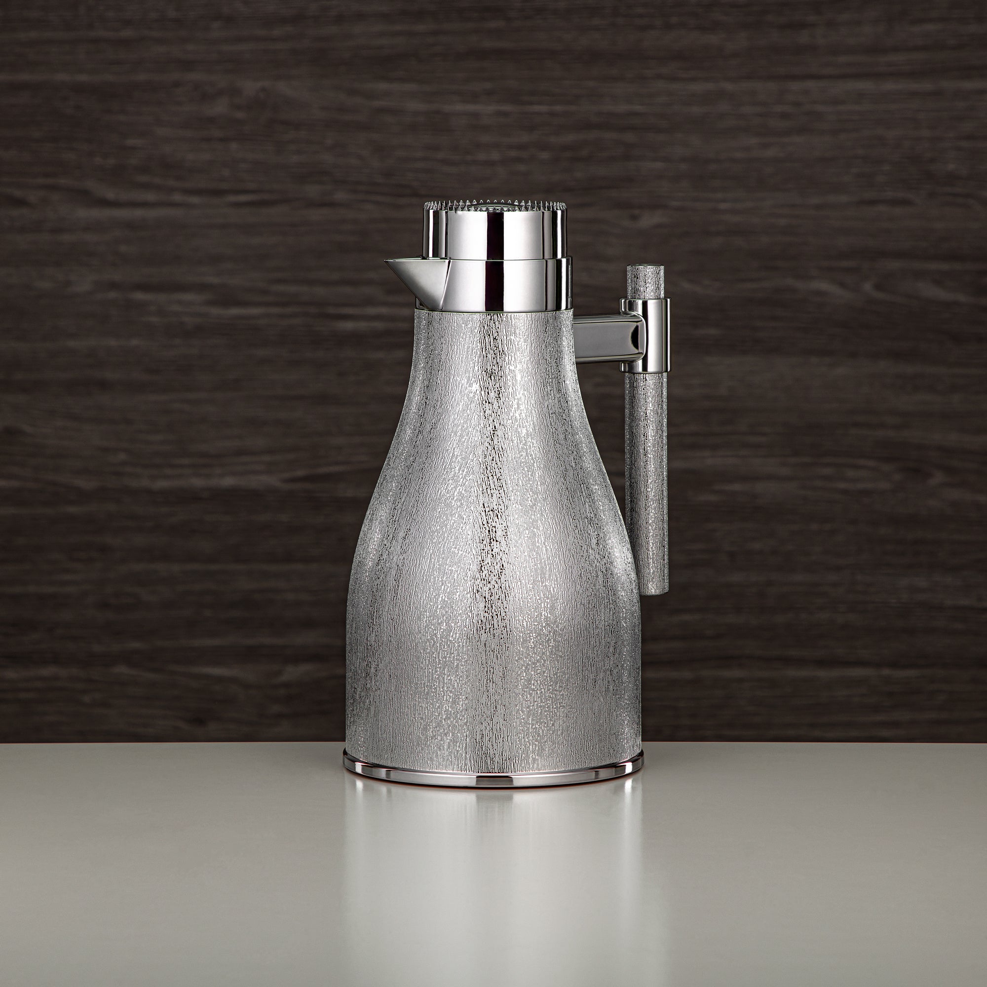 Almarjan Vacuum Flask Set ABS Push Button 1L + 1L Silver (GOK-S-S-S) - Elegant Serving