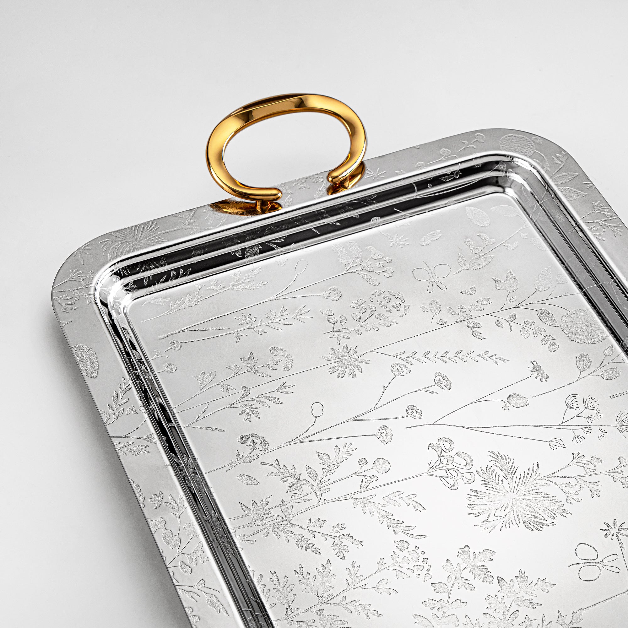 Almarjan Serving Tray Set - 3 Pieces, Silver & Gold (HT2408004) | Ramadan & Eid