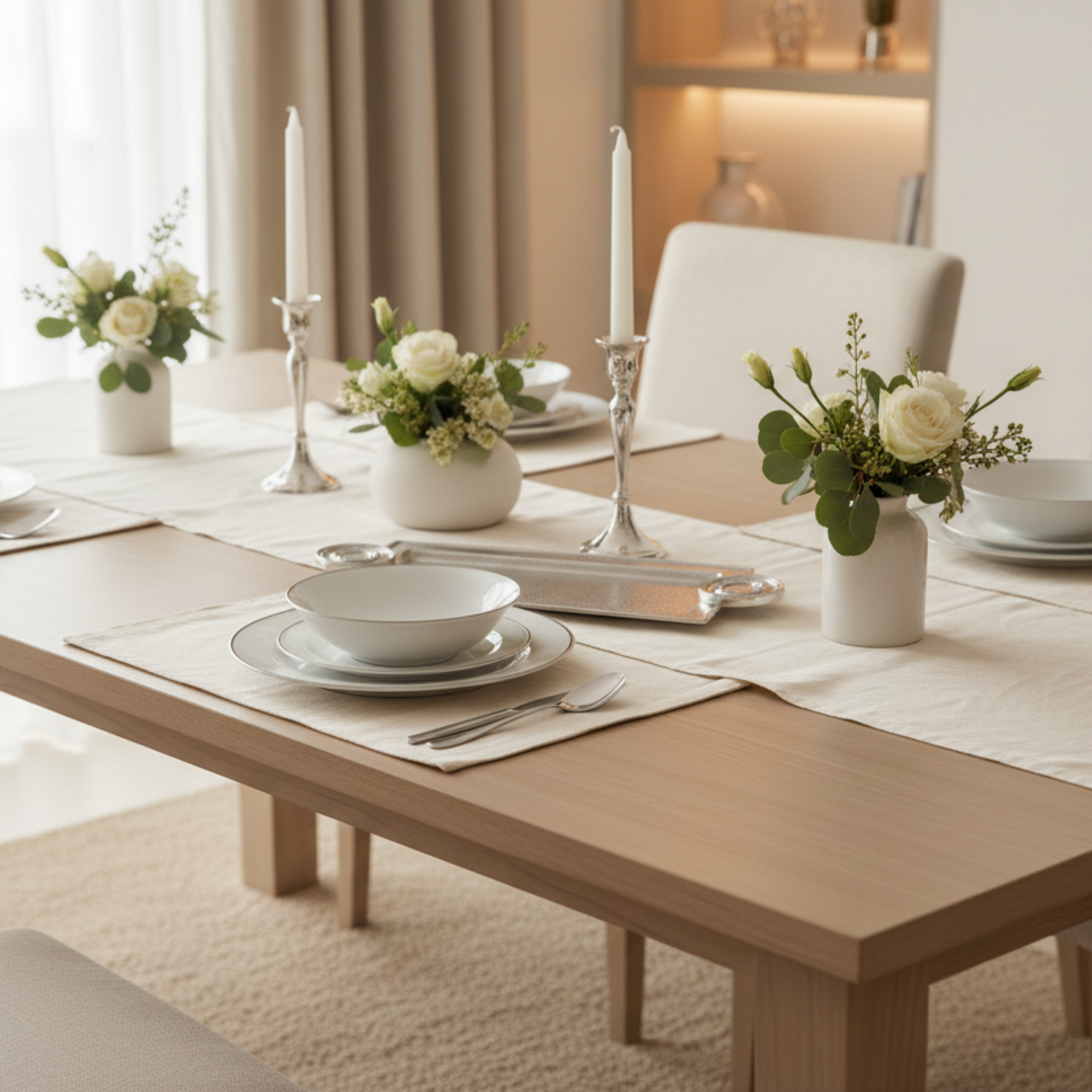 Almarjan Serving Tray 50 cm Silver Crackle