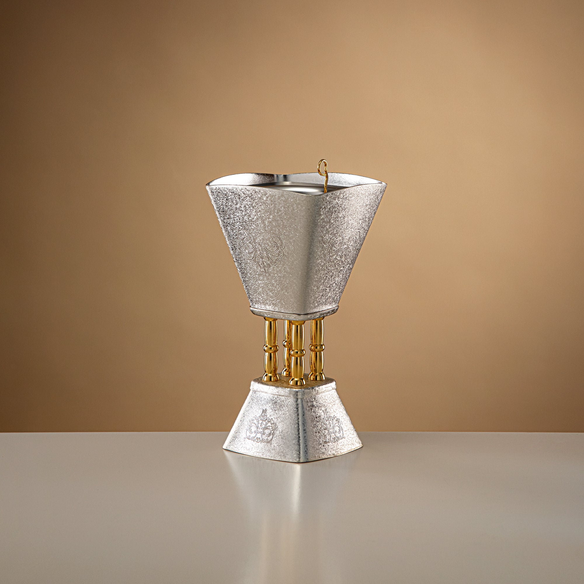 مبخرة المرجان فضية وذهبية بتصميم متشقق 20 سم