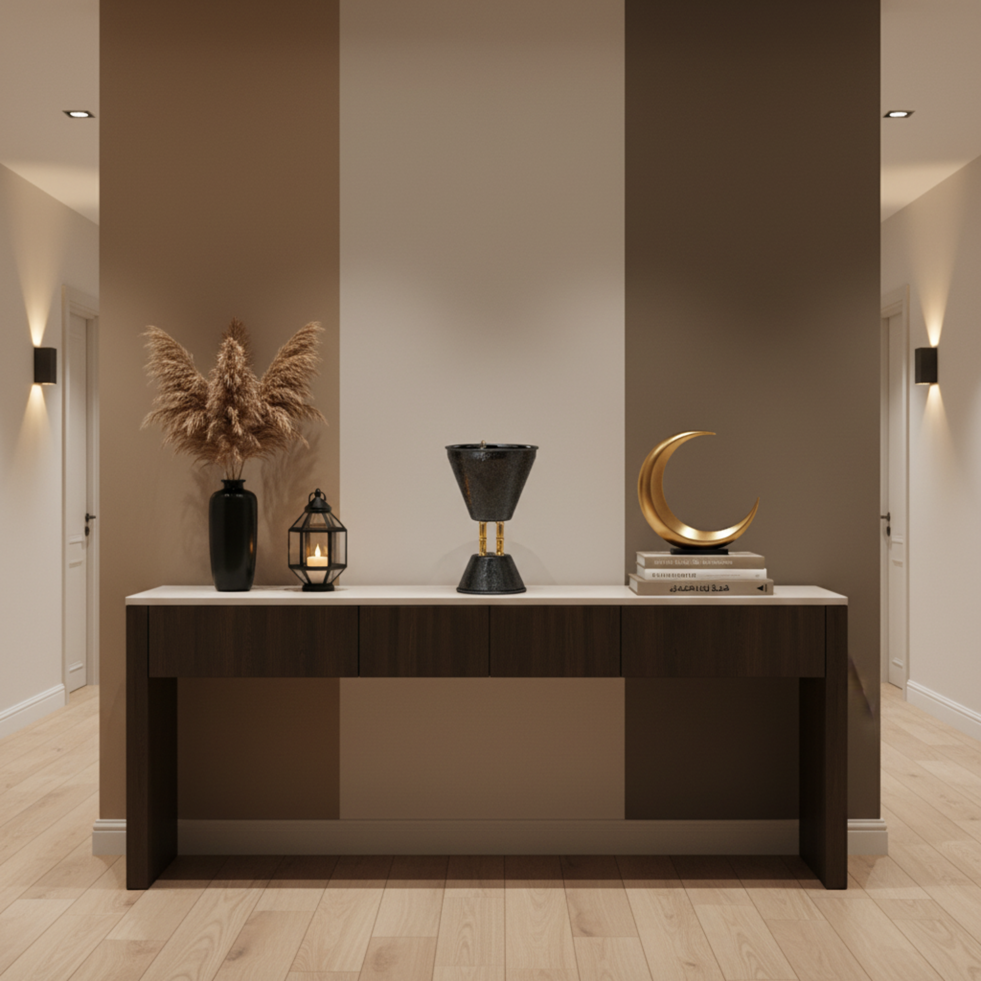 Almarjan Incense Burner Black & Gold Crackle 21cm