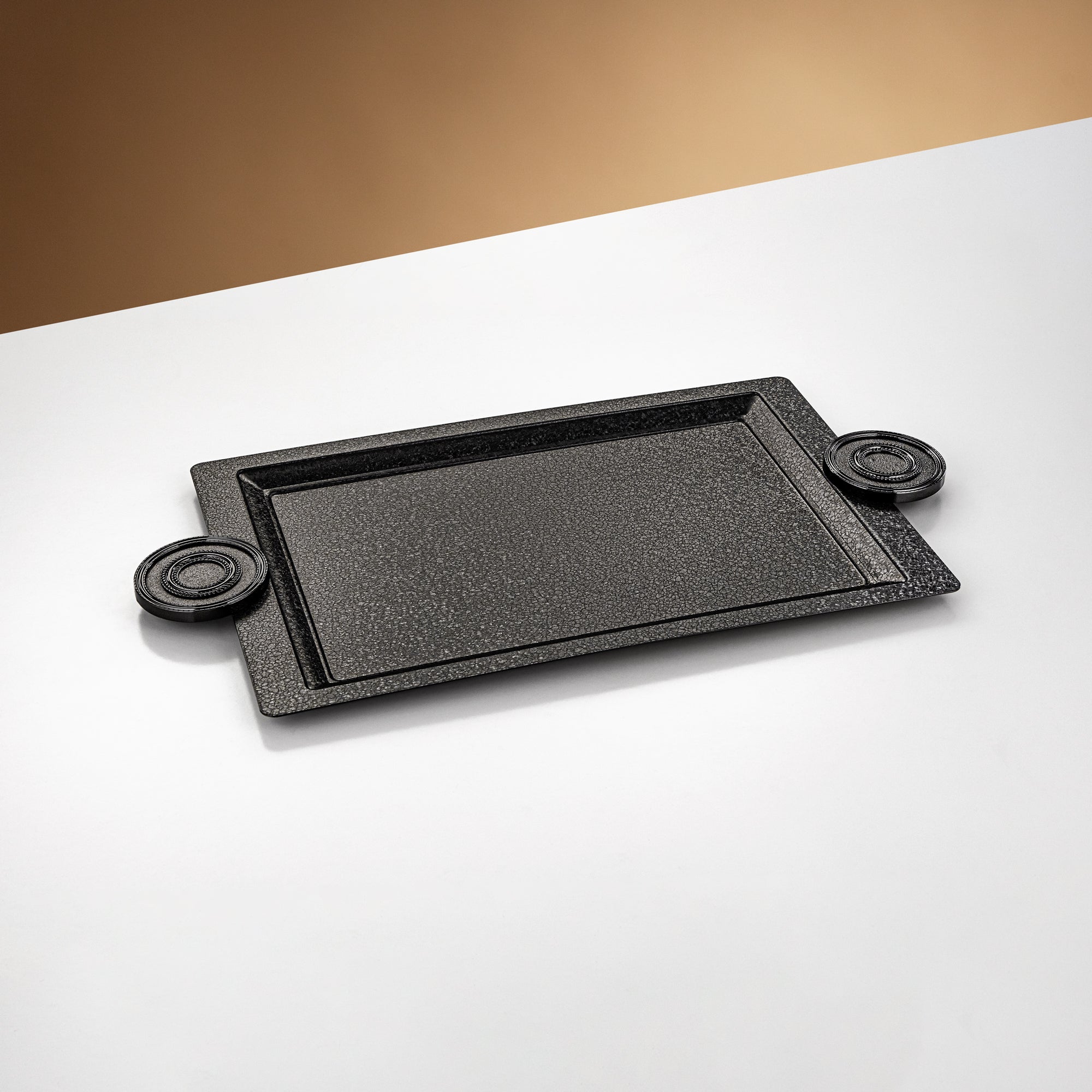Almarjan Serving Tray 54 cm Black Crackle
