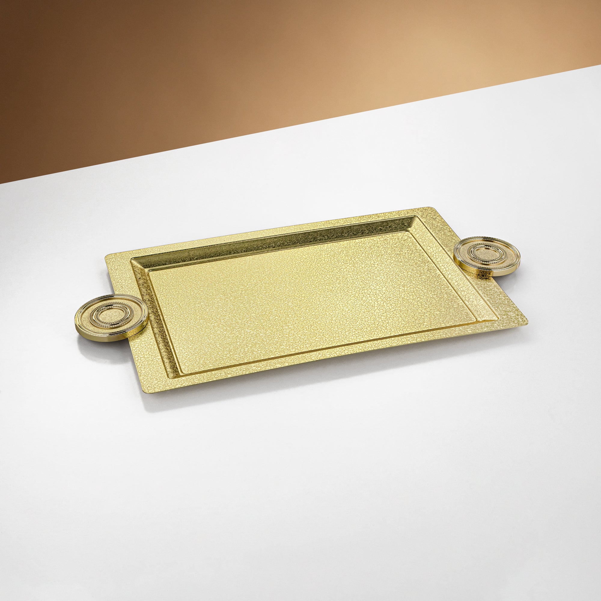 Almarjan Serving Tray 54 cm Brass Crackle