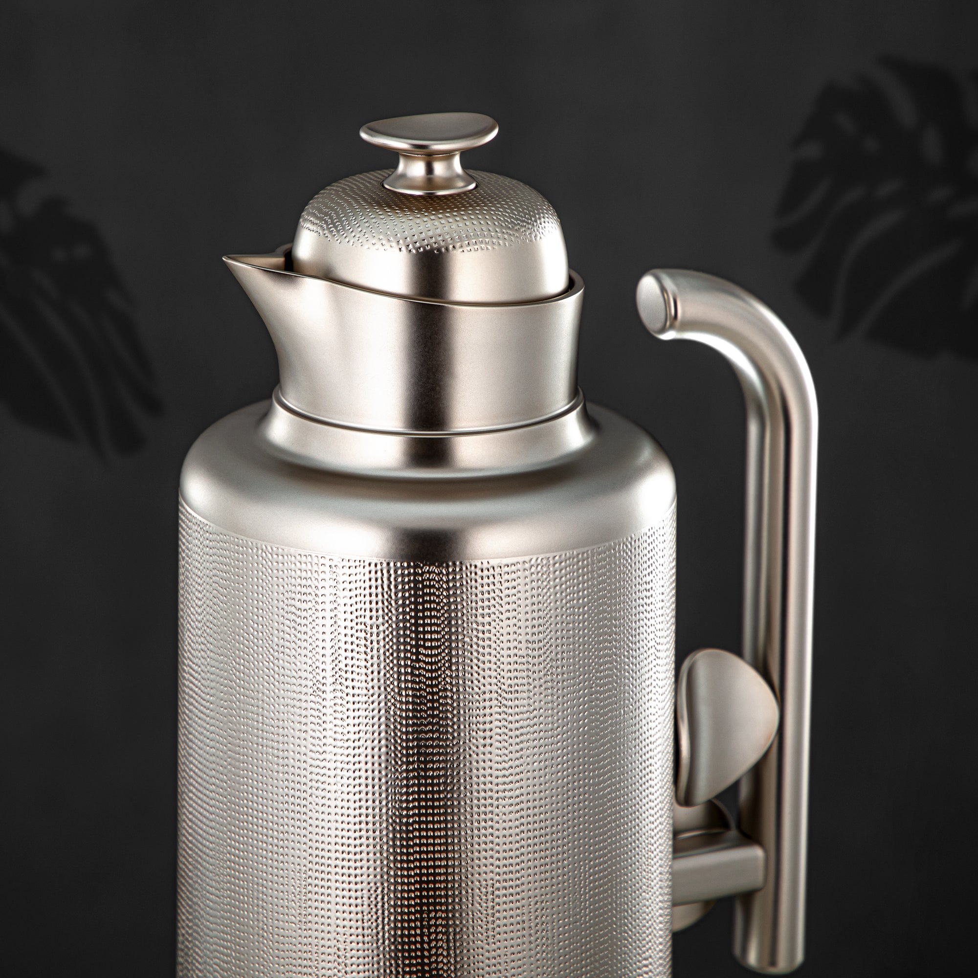 Almarjan Vacuum Flask Set, ABS, Push Button, 1L + 1L, Matt Nickle (IZ-MN) - Modern Elegance