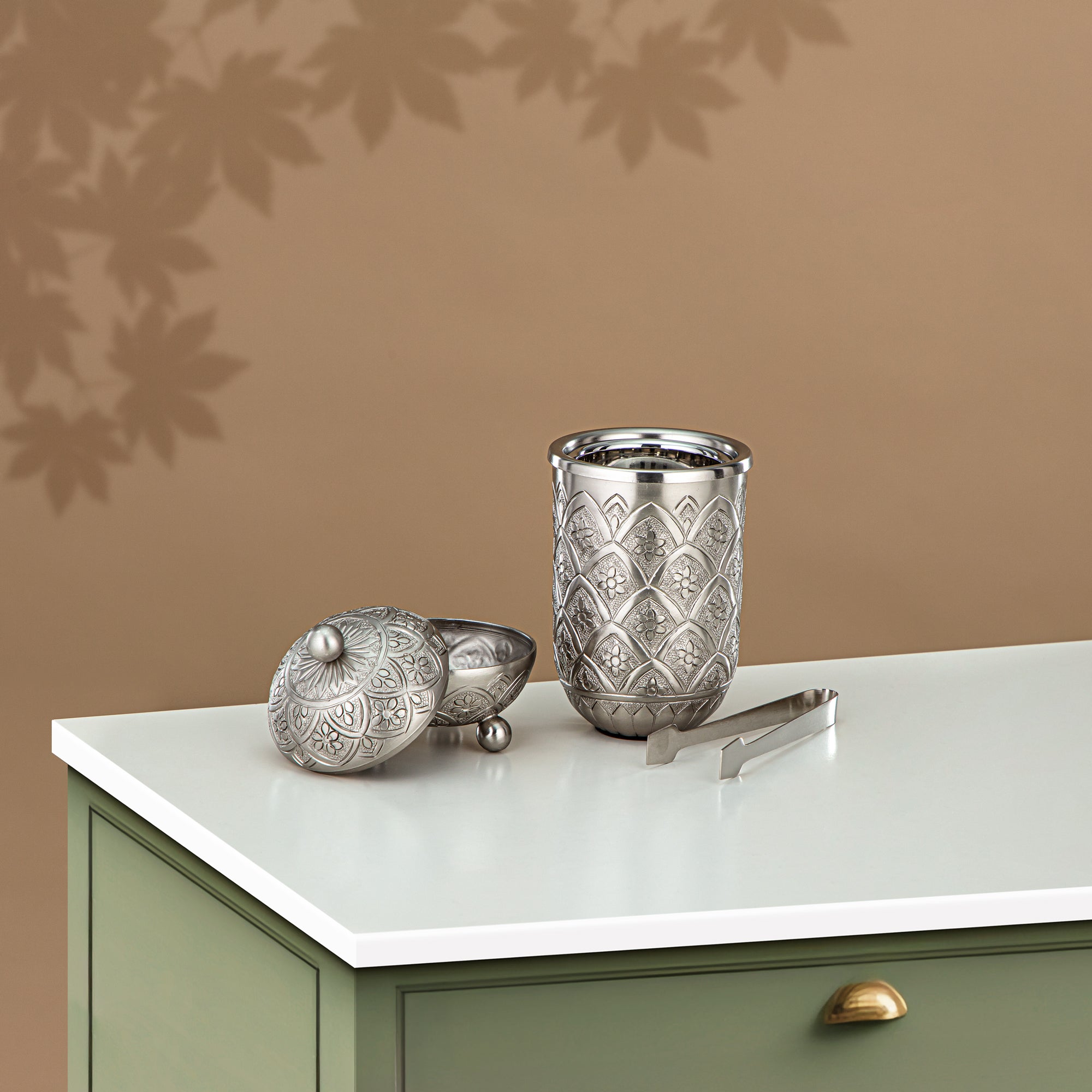 Almarjan Incense Burner Set, Silver (MD-3007) - Oud Burner