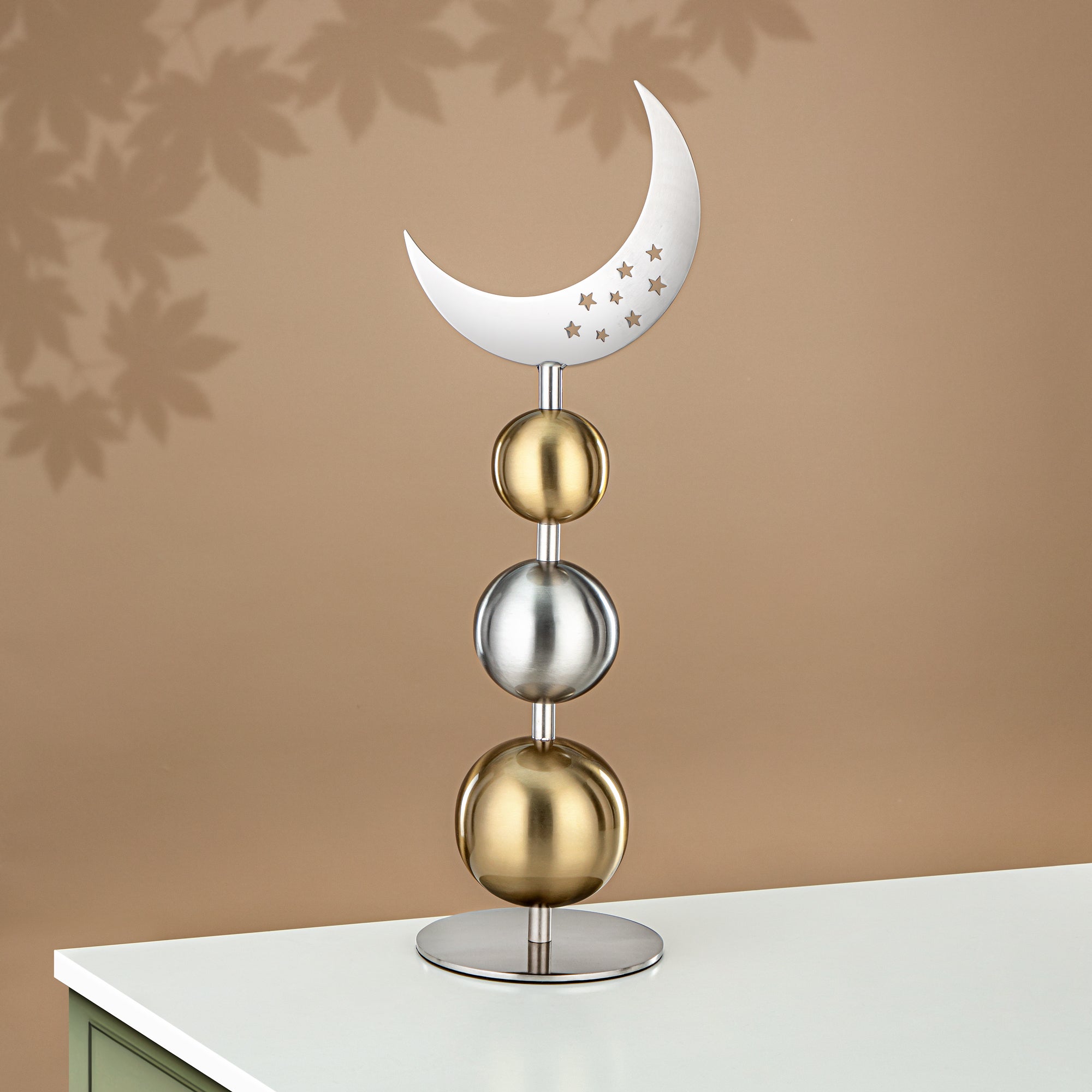 Almarjan Table Decoration Stainless Steel, 49CM, Matt Silver & Gold (MD-3012) - Ramadan Decoration