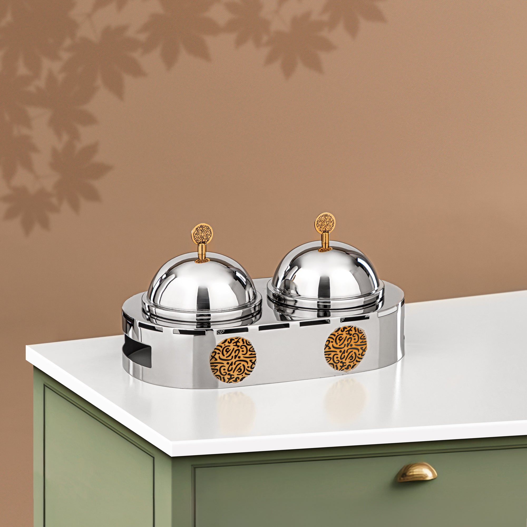 Almarjan 2 Part Candy Set Stainless Steel Silver & Gold (MD-3021) - Stylish Serveware