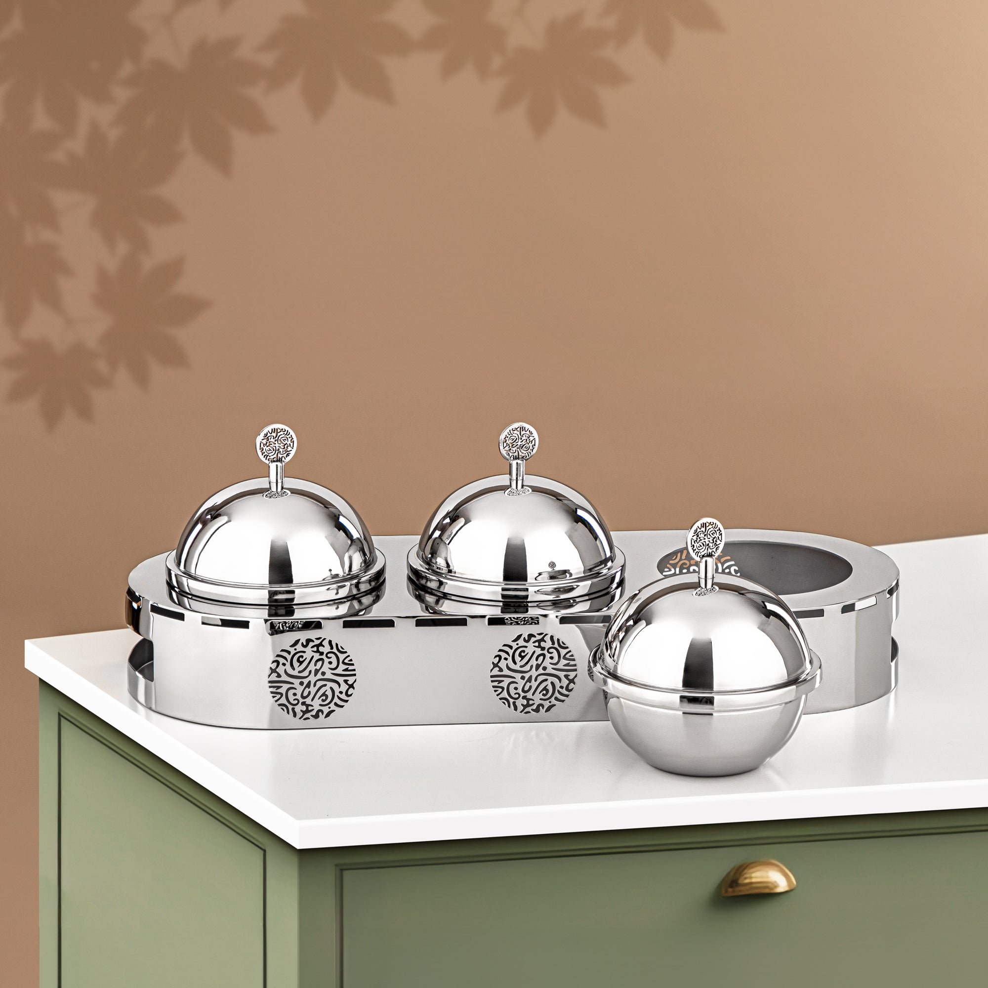 Almarjan 3 Part Candy Set Stainless Steel Silver (MD-3022) - Stylish Serveware