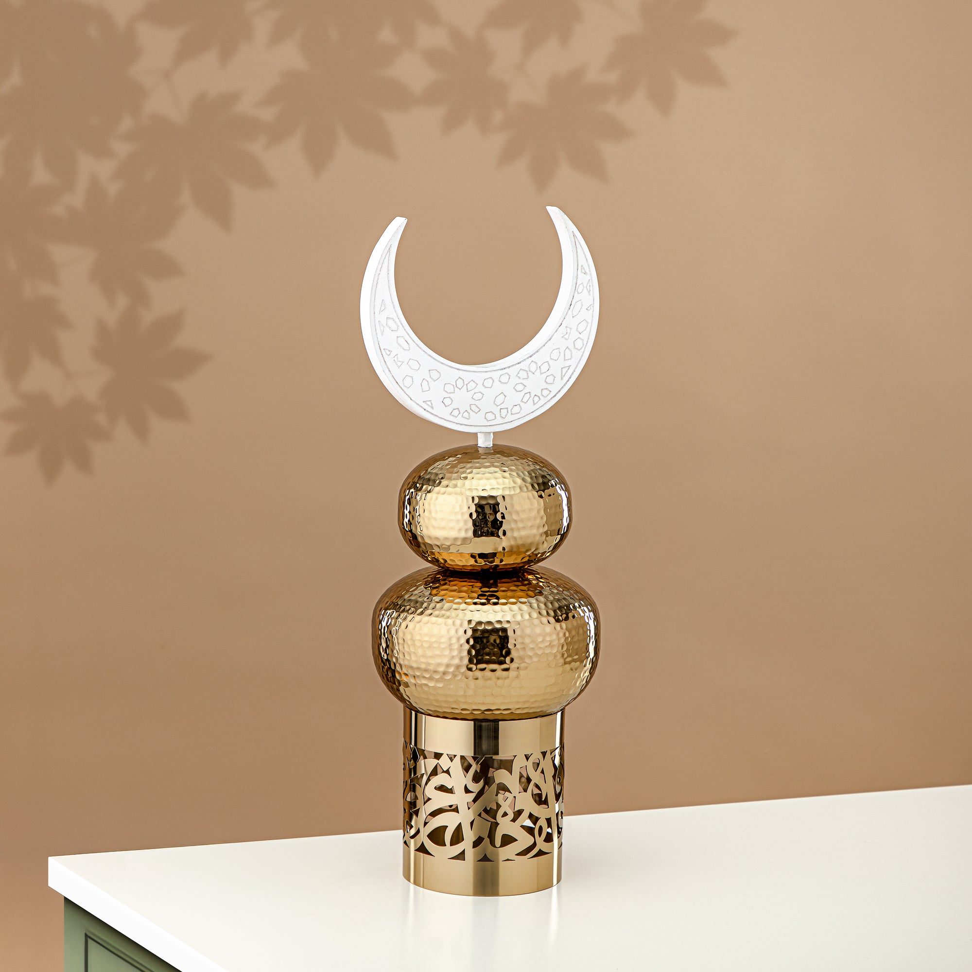 Almarjan Table Decoration Stainless Steel 45CM Gold & White (MD-3037B) - Ramadan Decoration