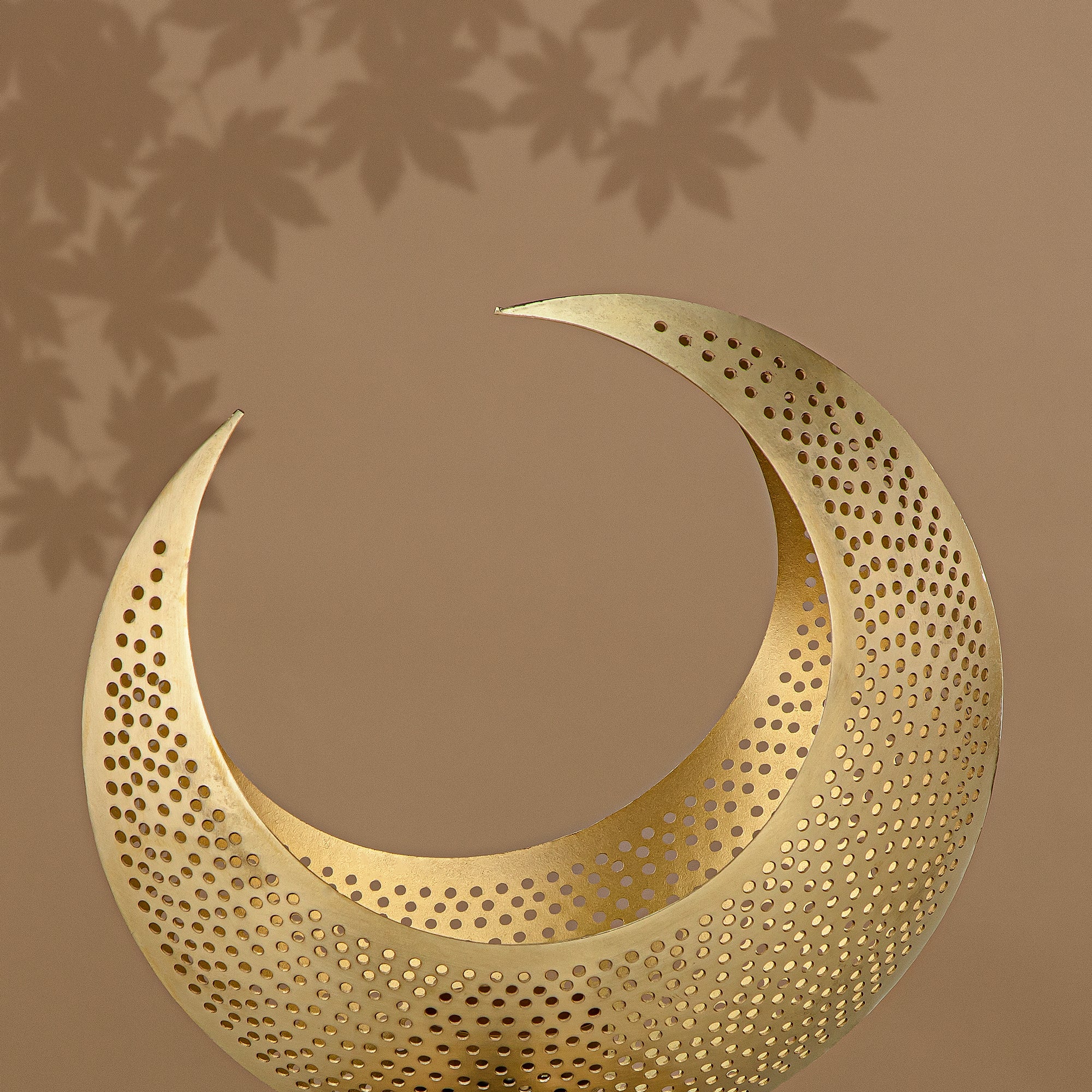 Almarjan Moon Tealight Holder, 24CM, Matt Gold (MD-3038 A) - Ramadan Decoration