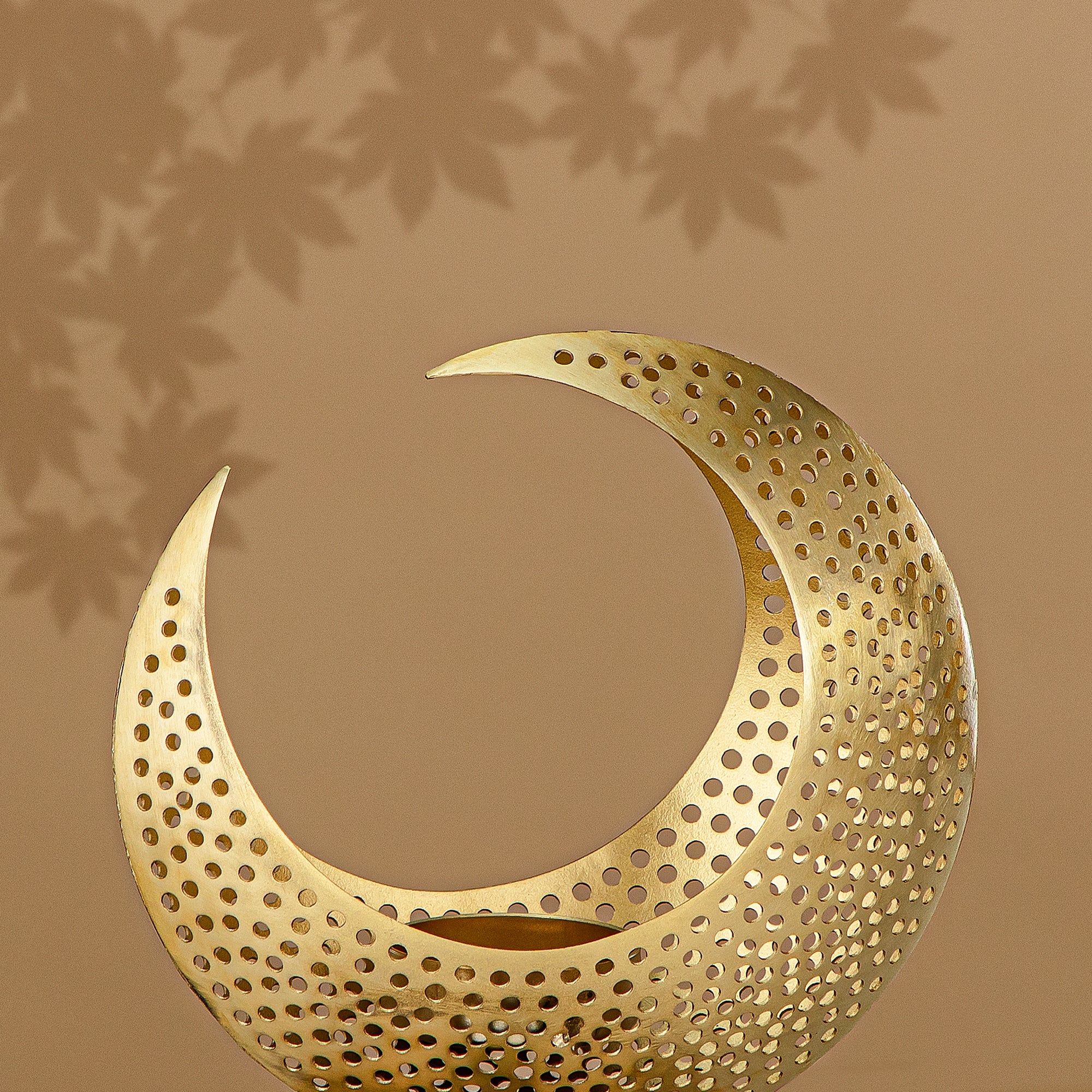 Almarjan Moon Tealight Holder, 17CM, Matt Gold (MD-3038 B) - Ramadan Decoration