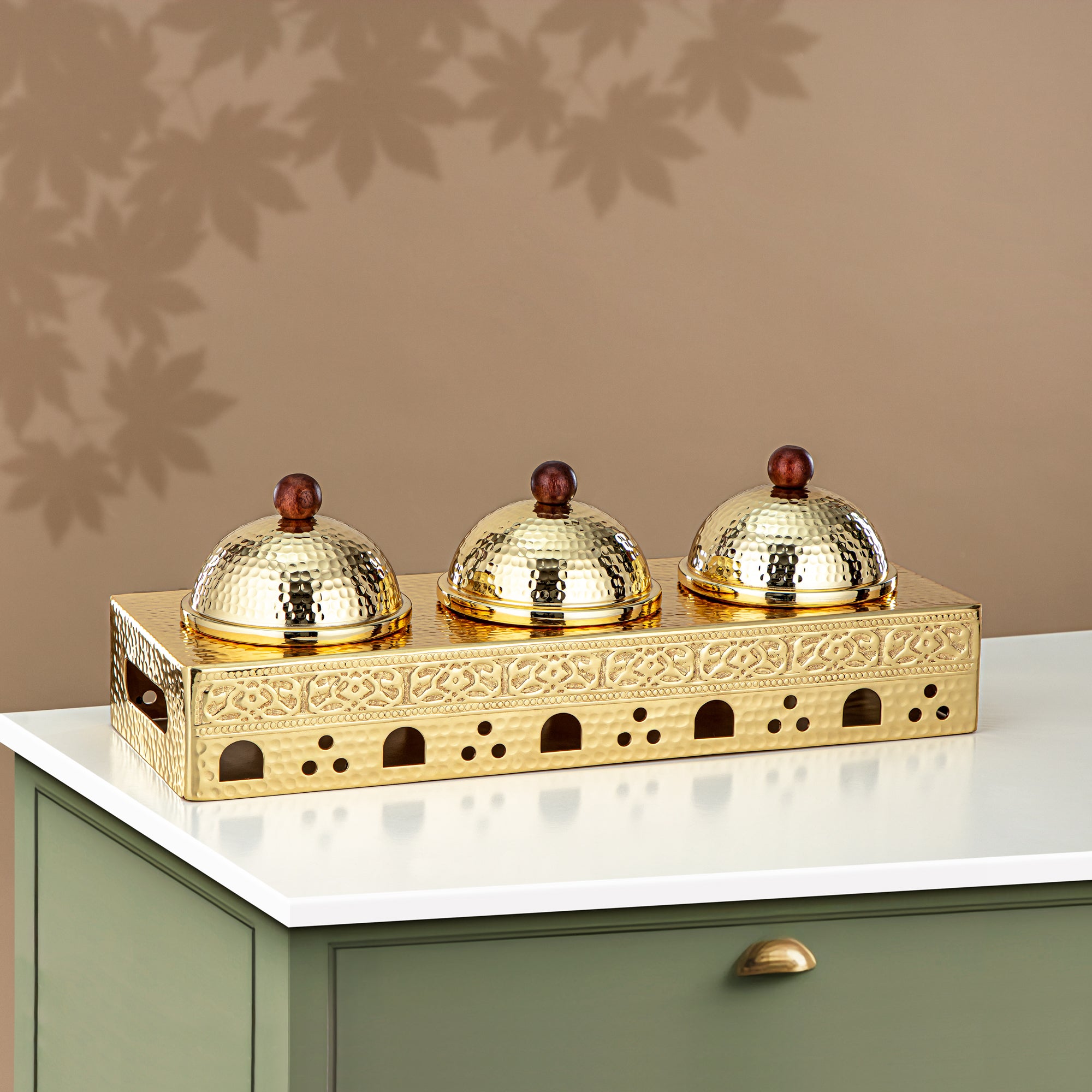 Almarjan Candy Set 3 Part Stainless Steel, Gold (MD-3050) - Stylish Serveware