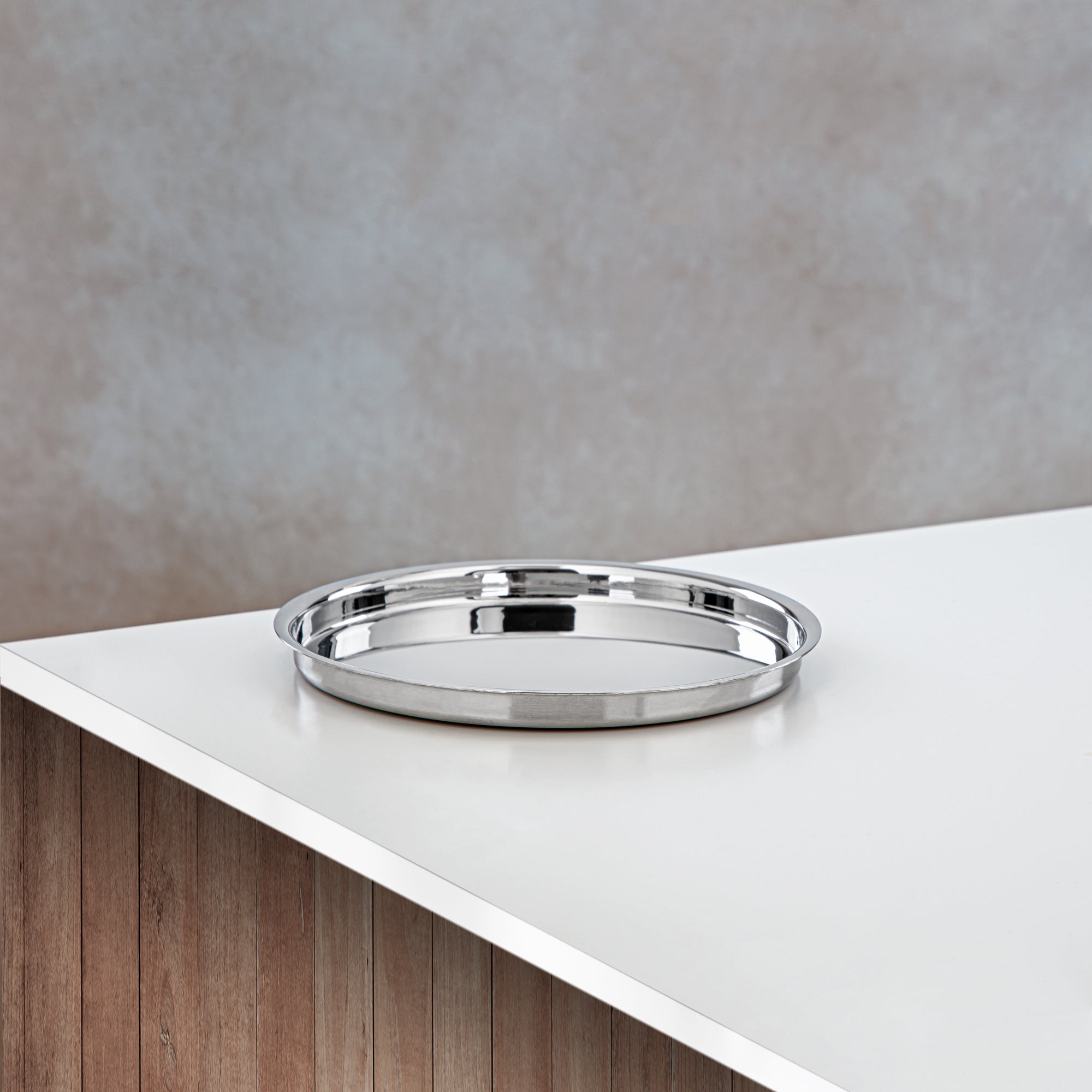 صينية المرجان 25 سم بغطاء خشب وفضي - MD-5022 ب