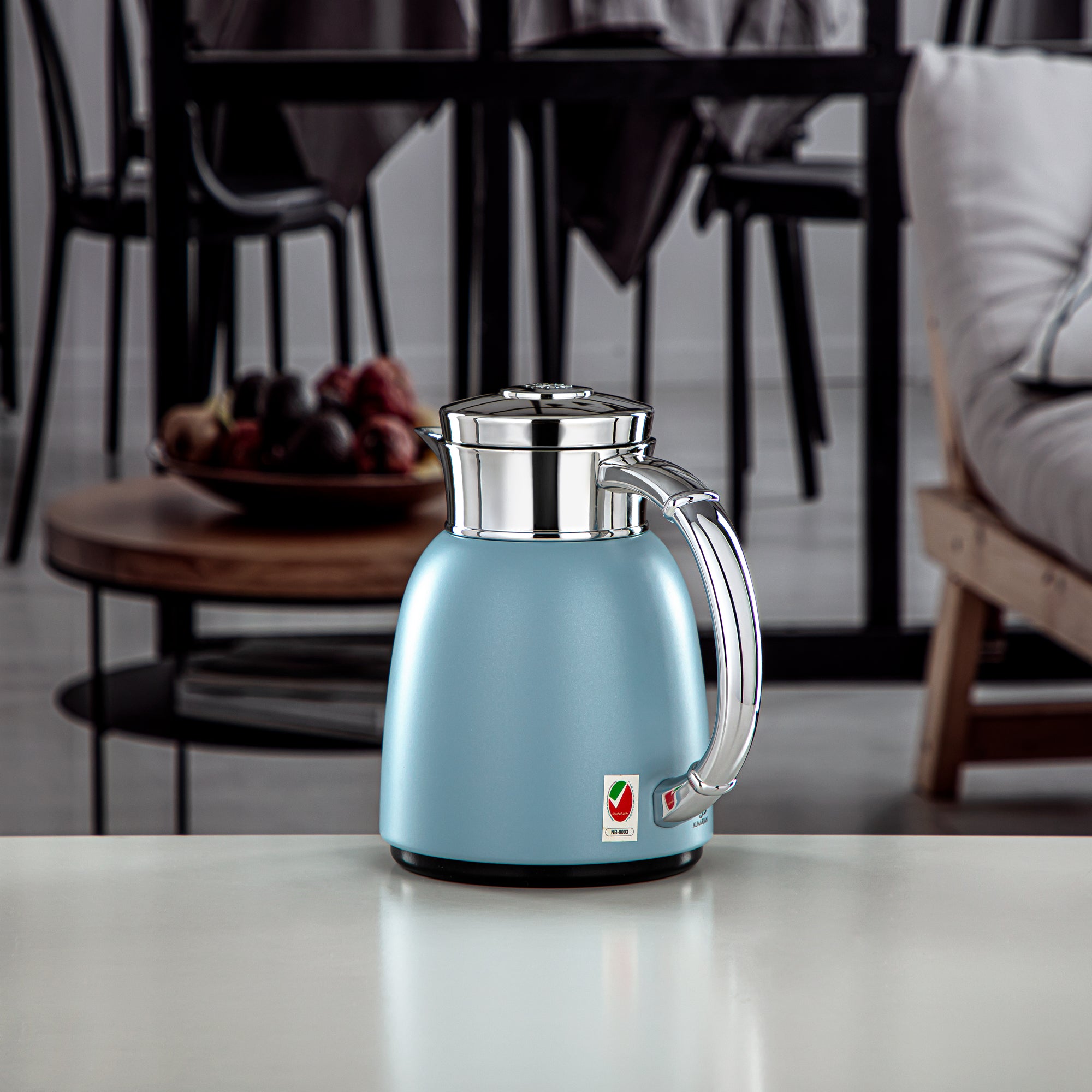 Almarjan Vacuum Flask 0.35L (QVC-0350Q406YZC) - Push Button, Light Blue | Modern Serveware