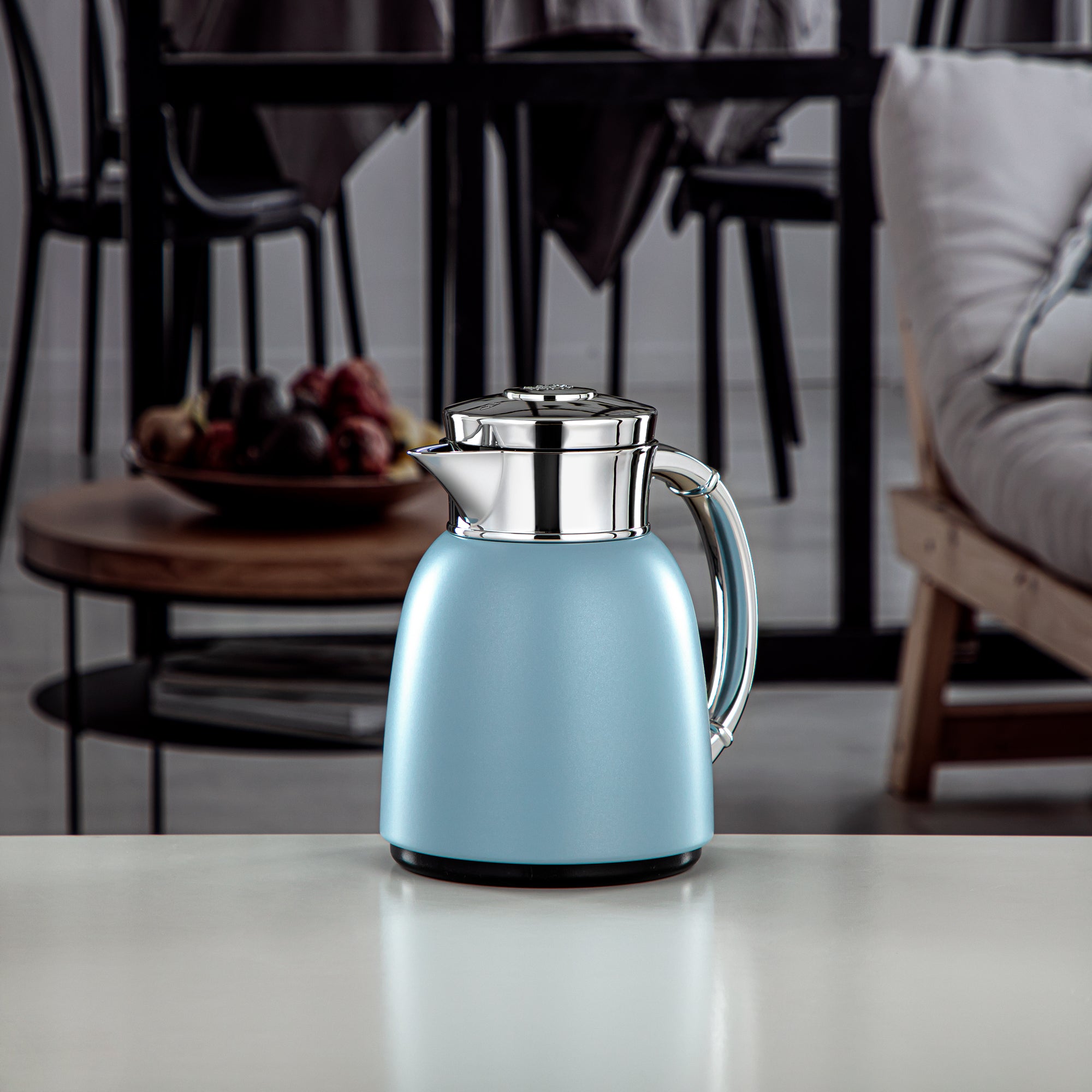 Almarjan Vacuum Flask 0.35L (QVC-0350Q406YZC) - Push Button, Light Blue | Modern Serveware