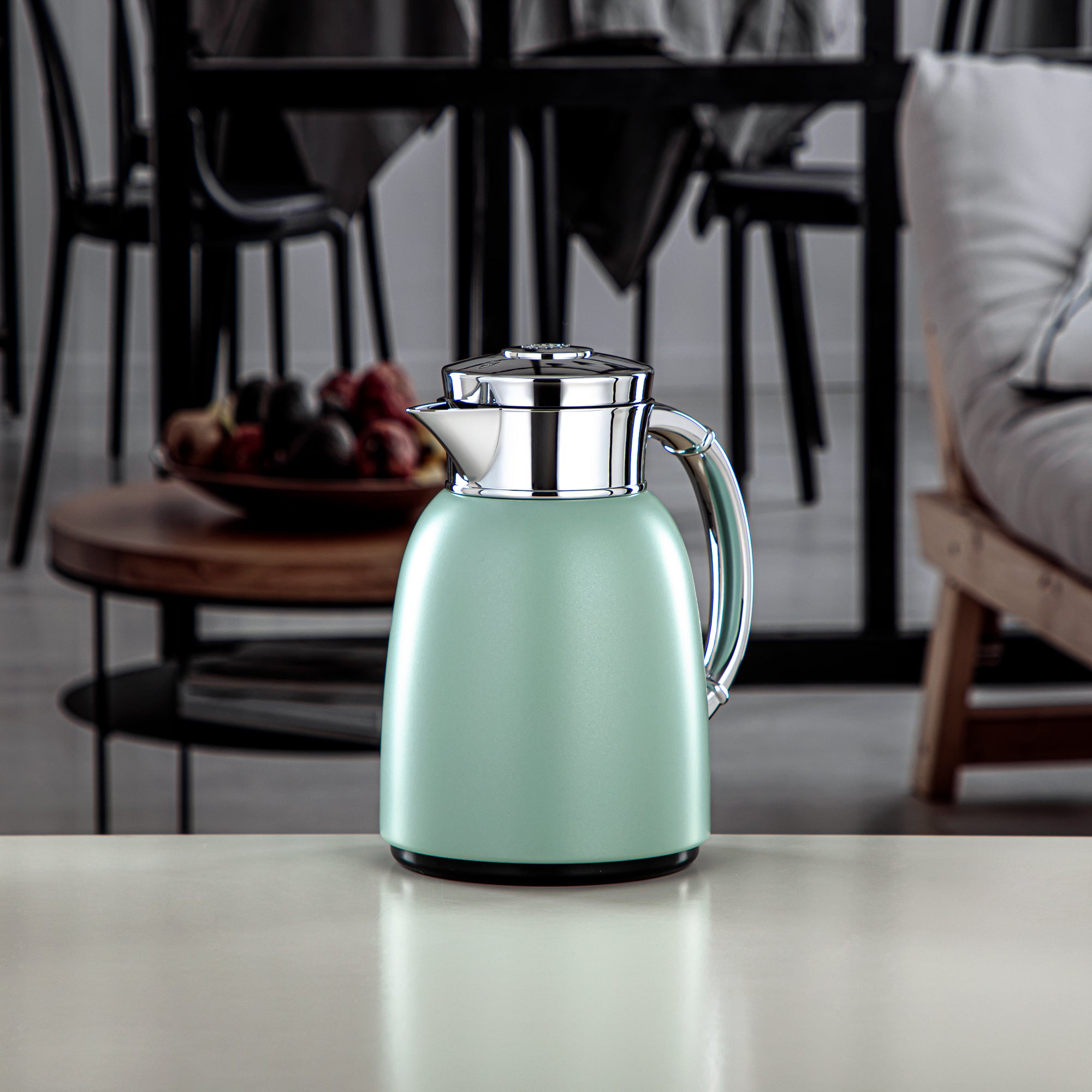 Almarjan Classic Vacuum Flask 0.65L (QVC-0650Q405YZC) - Push Button, Light Green | Modern Serveware