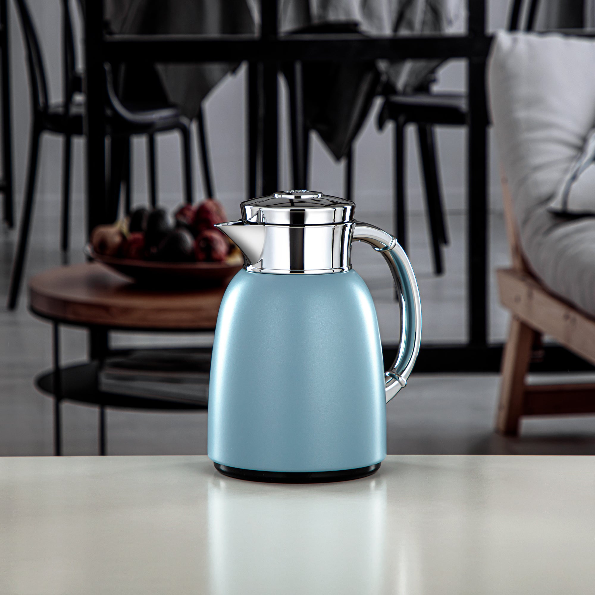 Almarjan Vacuum Flask 0.65L (QVC-0650Q406YZC) - Push Button, Light Blue | Modern Serveware
