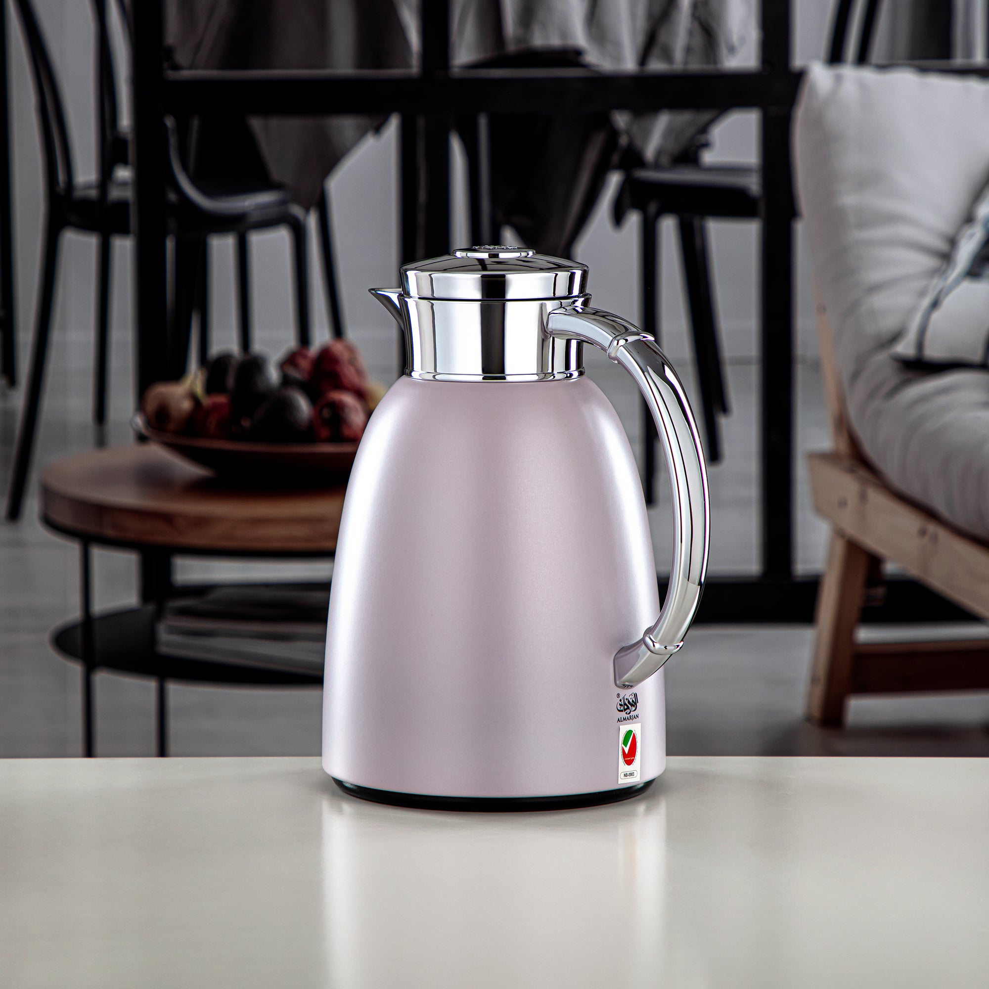 Almarjan Vacuum Flask 1.0L (QVC-1000Q404YZC) - Push Button, Light Purple | Modern Serveware