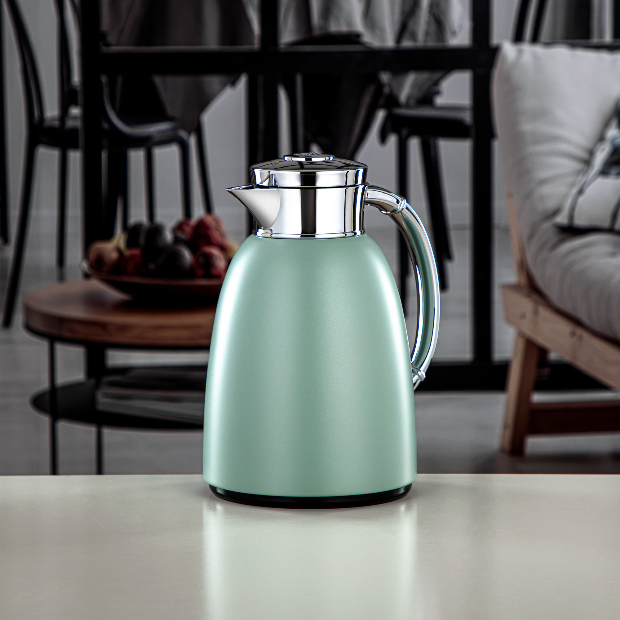 Almarjan Vacuum Flask 1.0L (QVC-1000Q405YZC) - Push Button, Light Green | Modern Serveware