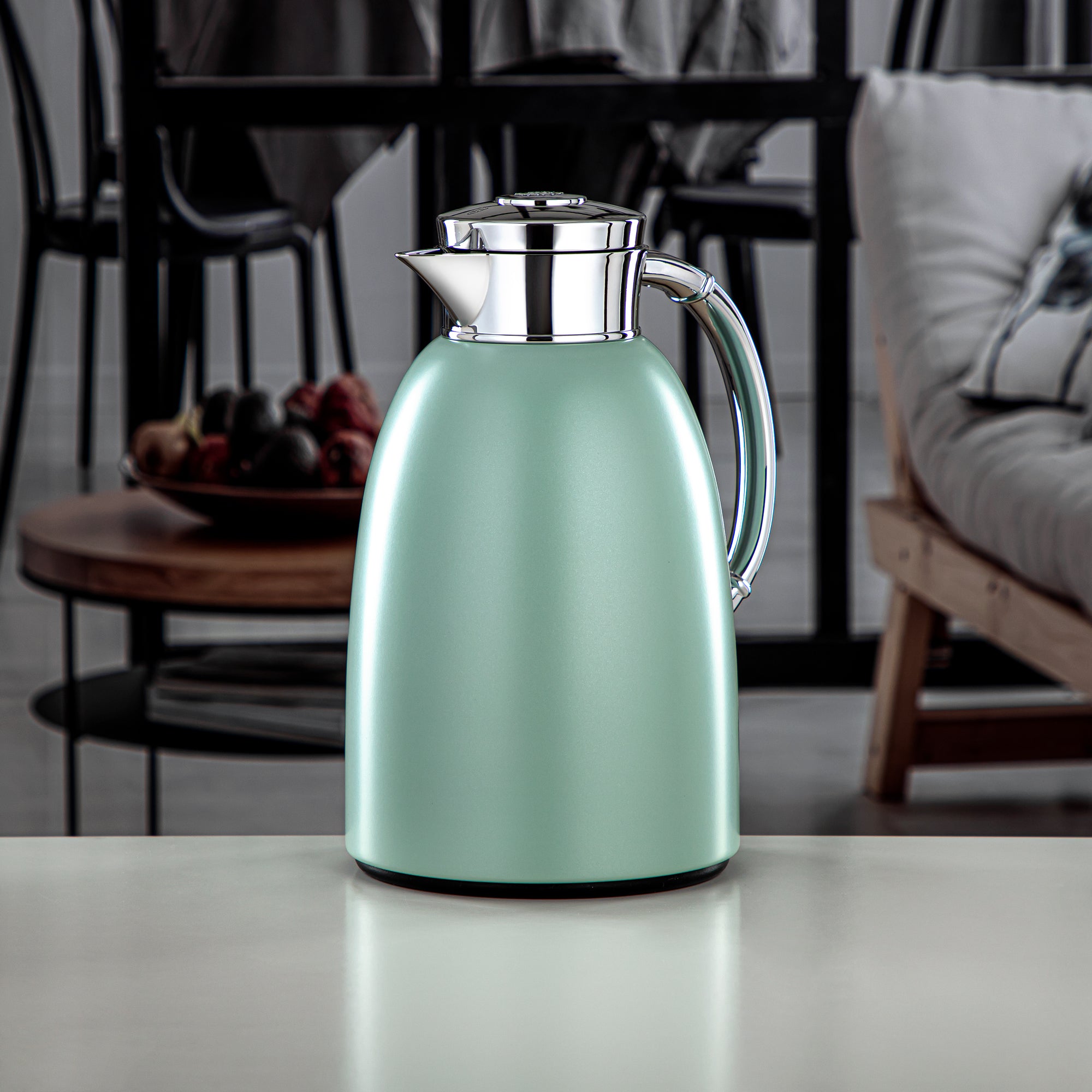 Almarjan Vacuum Flask 1.6L (QVC-1600Q405YZC) - Push Button, Light Green | Modern Serveware