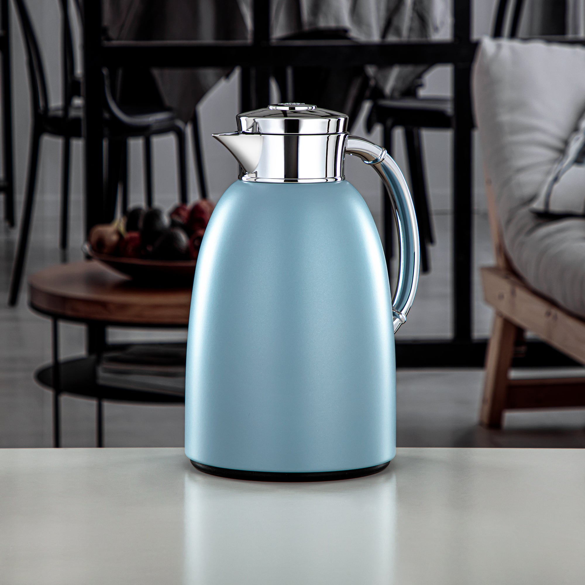 Almarjan Vacuum Flask 1.6L (QVC-1600Q406YZC) - Push Button, Light Blue | Modern Serveware