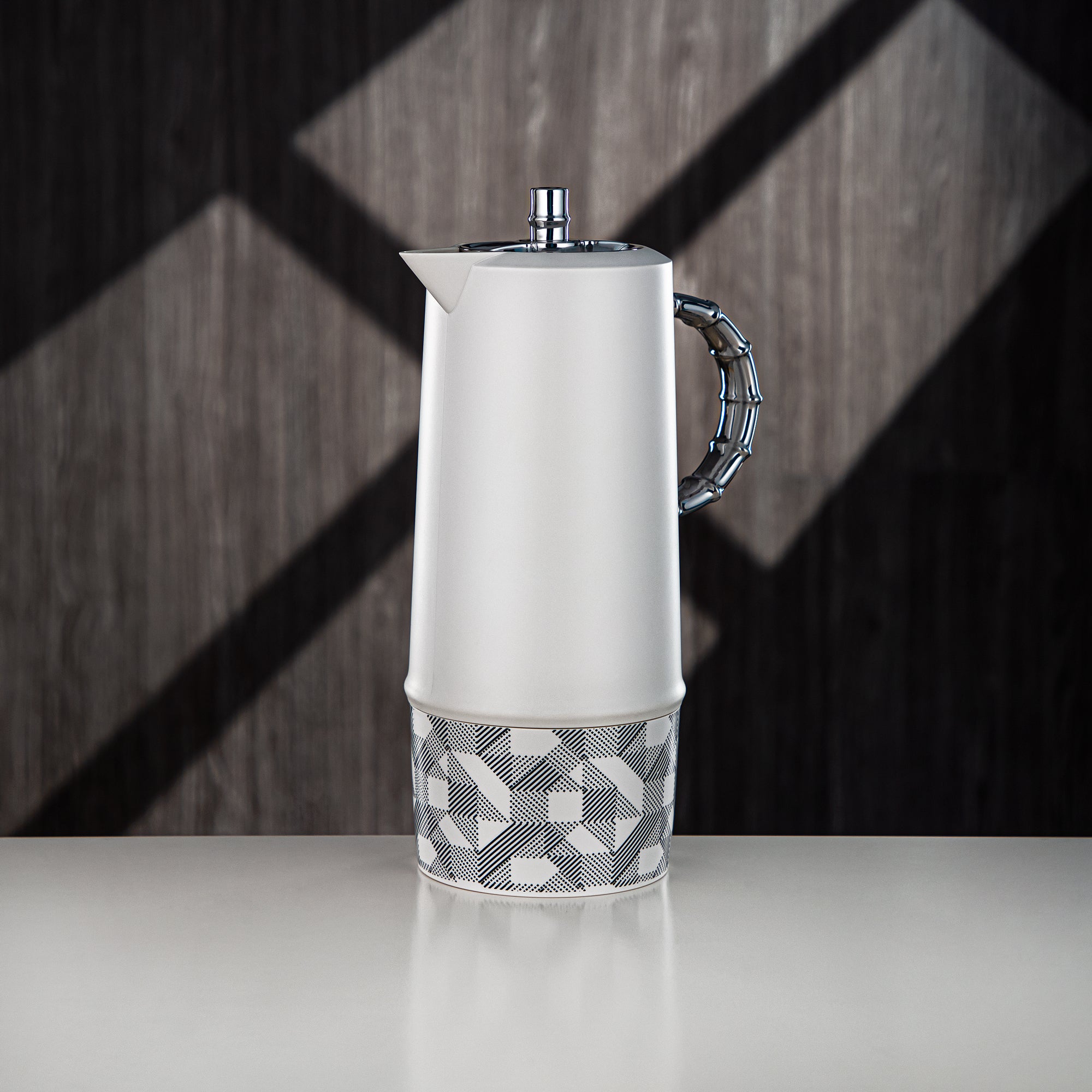 ألمرجان طقم ترامس، زر ضغط، ABS، 0.6 لتر + 1 لتر، أبيض وفضي (SJ28WB) - تقديم الشاي والقهوة