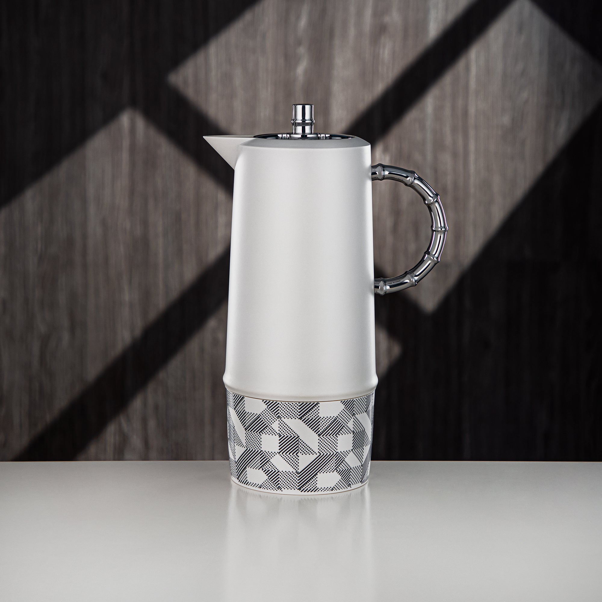 ألمرجان طقم ترامس، زر ضغط، ABS، 0.6 لتر + 1 لتر، أبيض وفضي (SJ28WB) - تقديم الشاي والقهوة