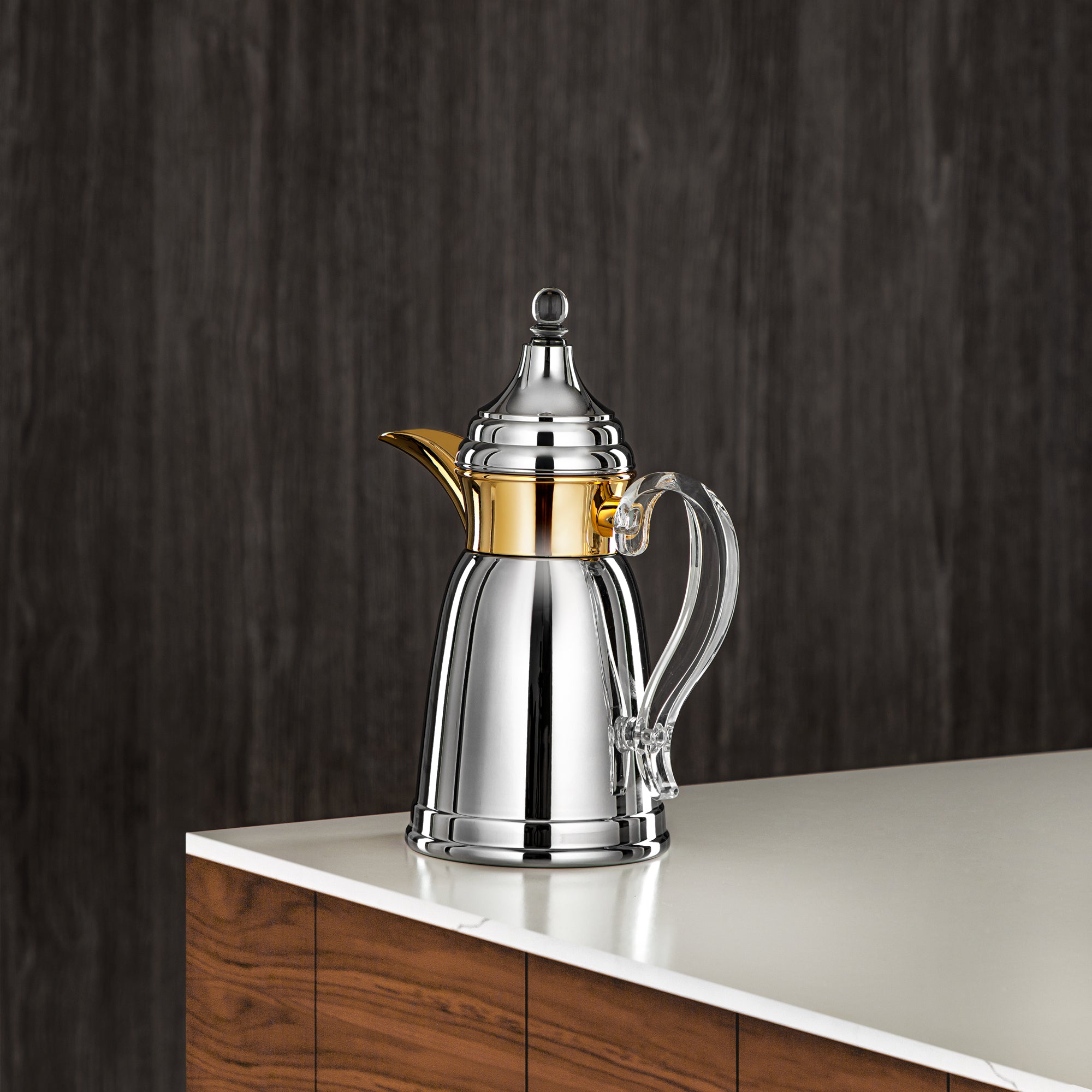 Almarjan 350 ML Stainless Steel Double Wall Flask Silver & Gold - SM-2E02-035 C/G