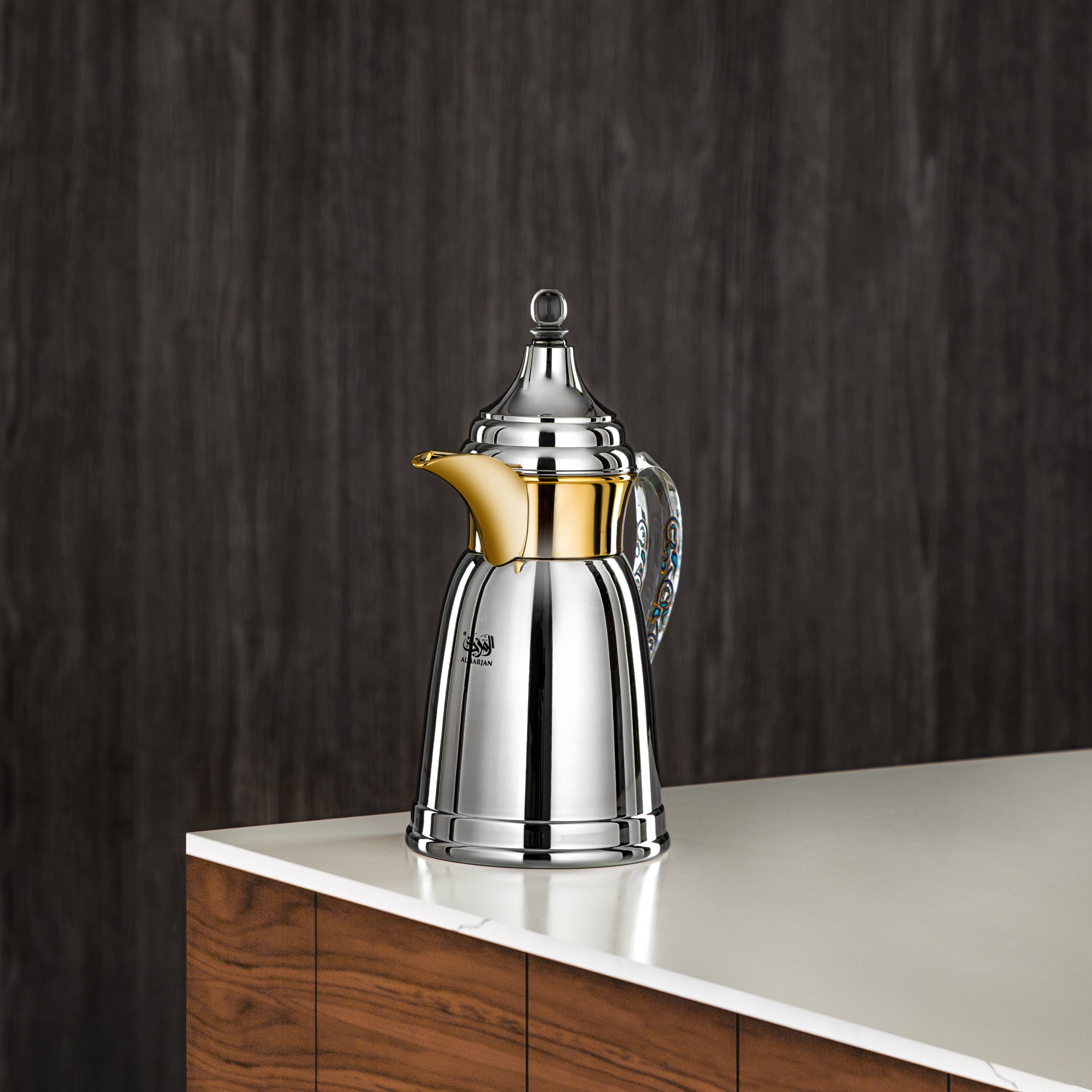 Almarjan 350 ML Stainless Steel Double Wall Flask Silver & Gold - SM-2E02-035 C/G/BLU