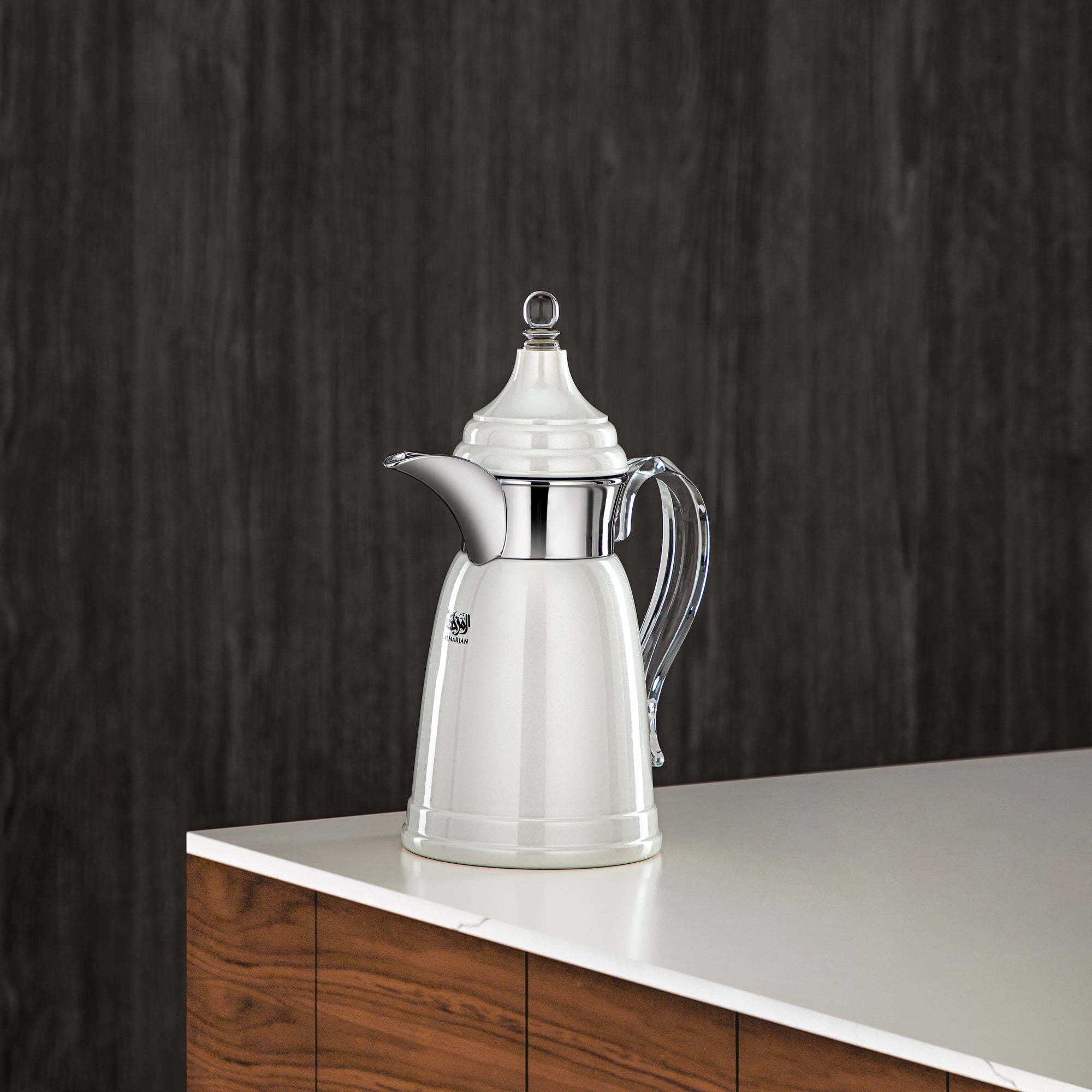 المرجان 350 مل جدار مزدوج من ستانلس ستيل لؤلؤية بيضاء وفضية - SM-2E02-035 PW/C