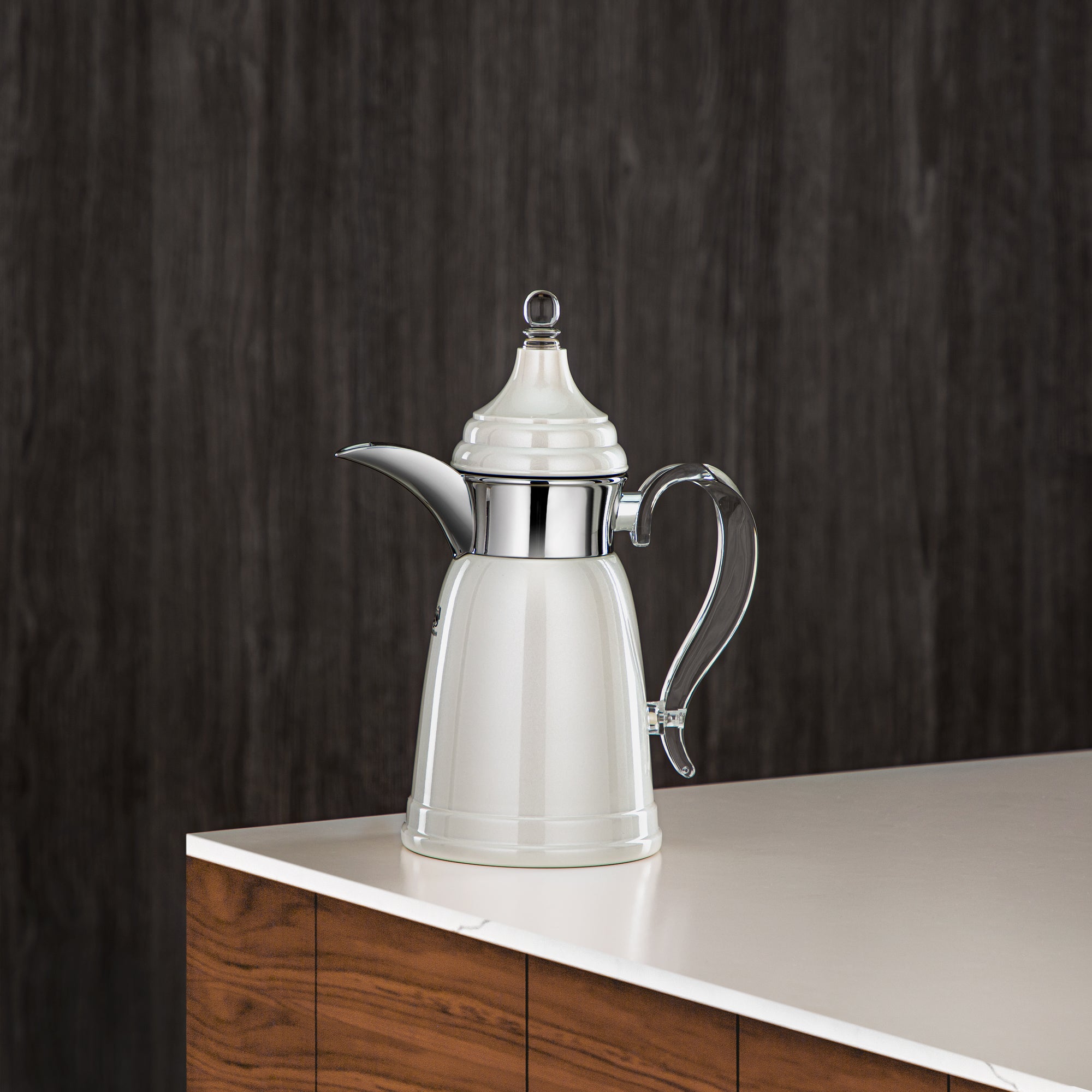 المرجان 350 مل جدار مزدوج من ستانلس ستيل لؤلؤية بيضاء وفضية - SM-2E02-035 PW/C