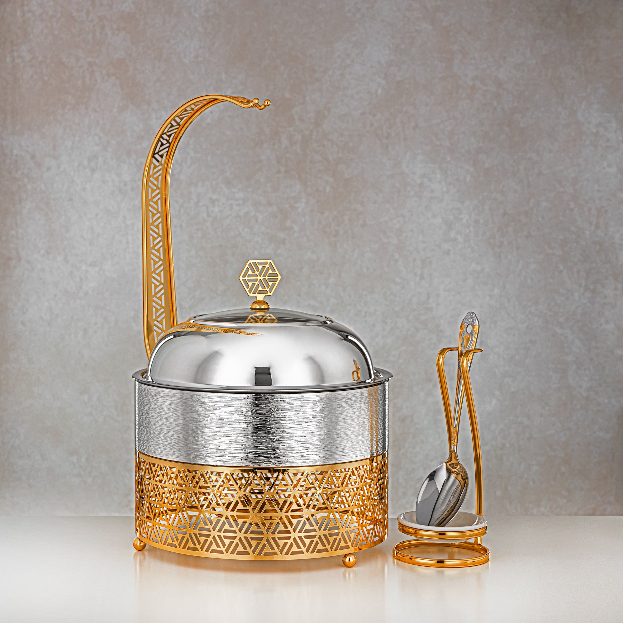 Almarjan 3000 ML Chafing Dish Silver & Gold - STS0013211