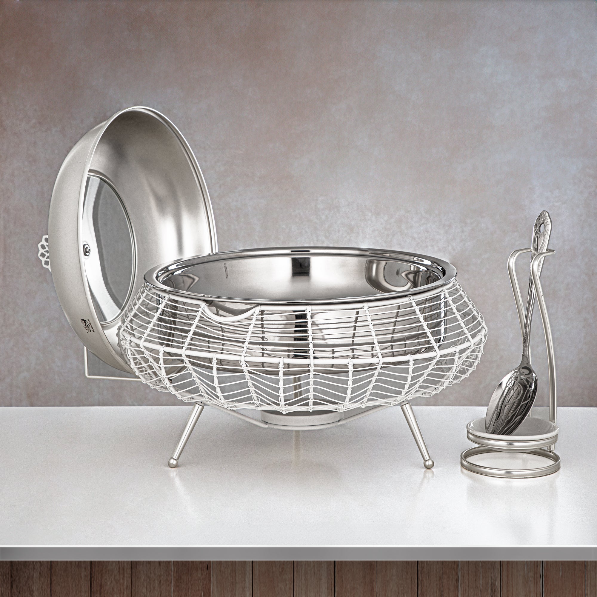 Almarjan 4000 ML Chafing Dish White & Silver - STS0013240