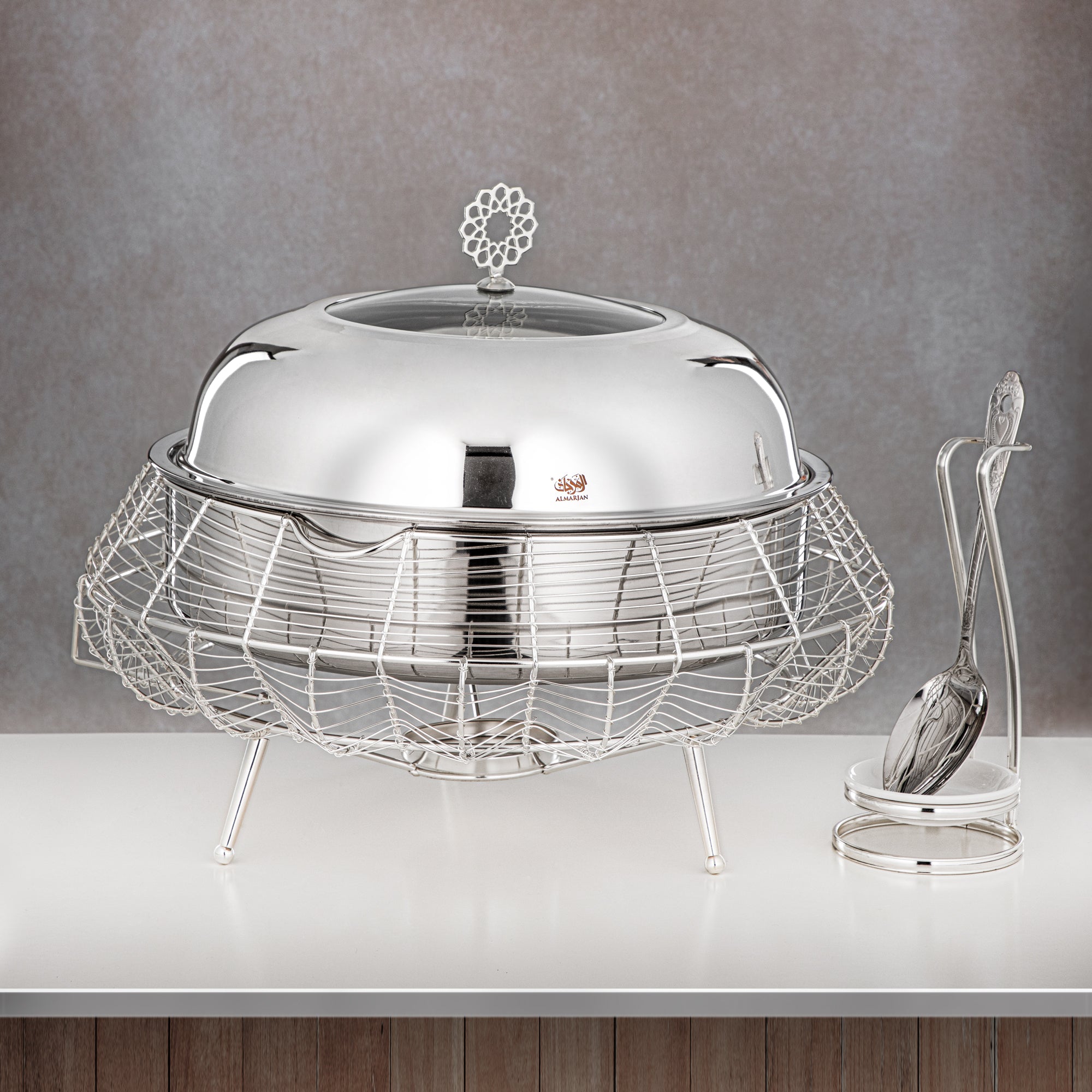 طبق تسخين المرجان 6500 مل فضي - STS0013245