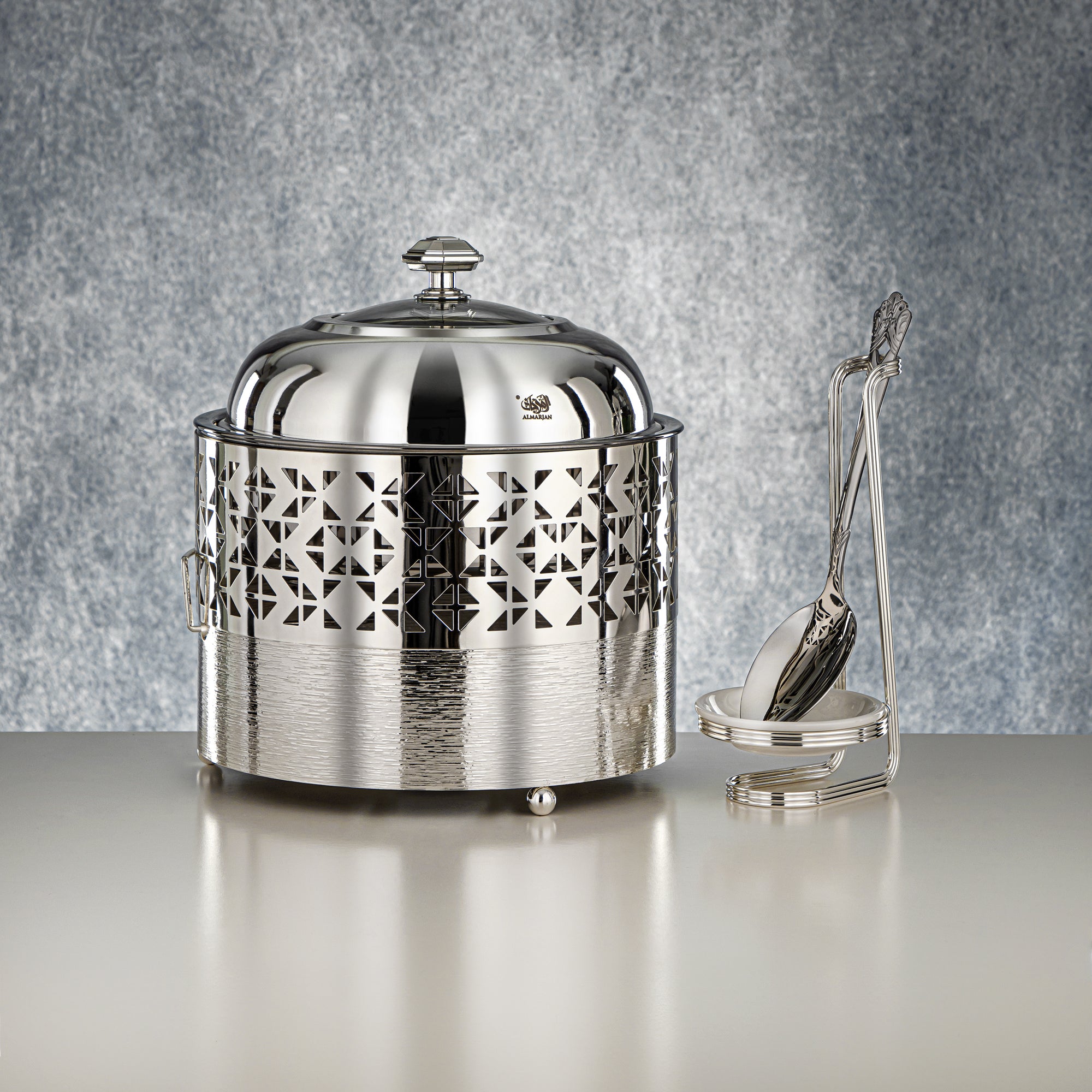 Almarjan Chafing Dish, Silver, 2000ML (STS0013324) Ramadan & Eid Buffets