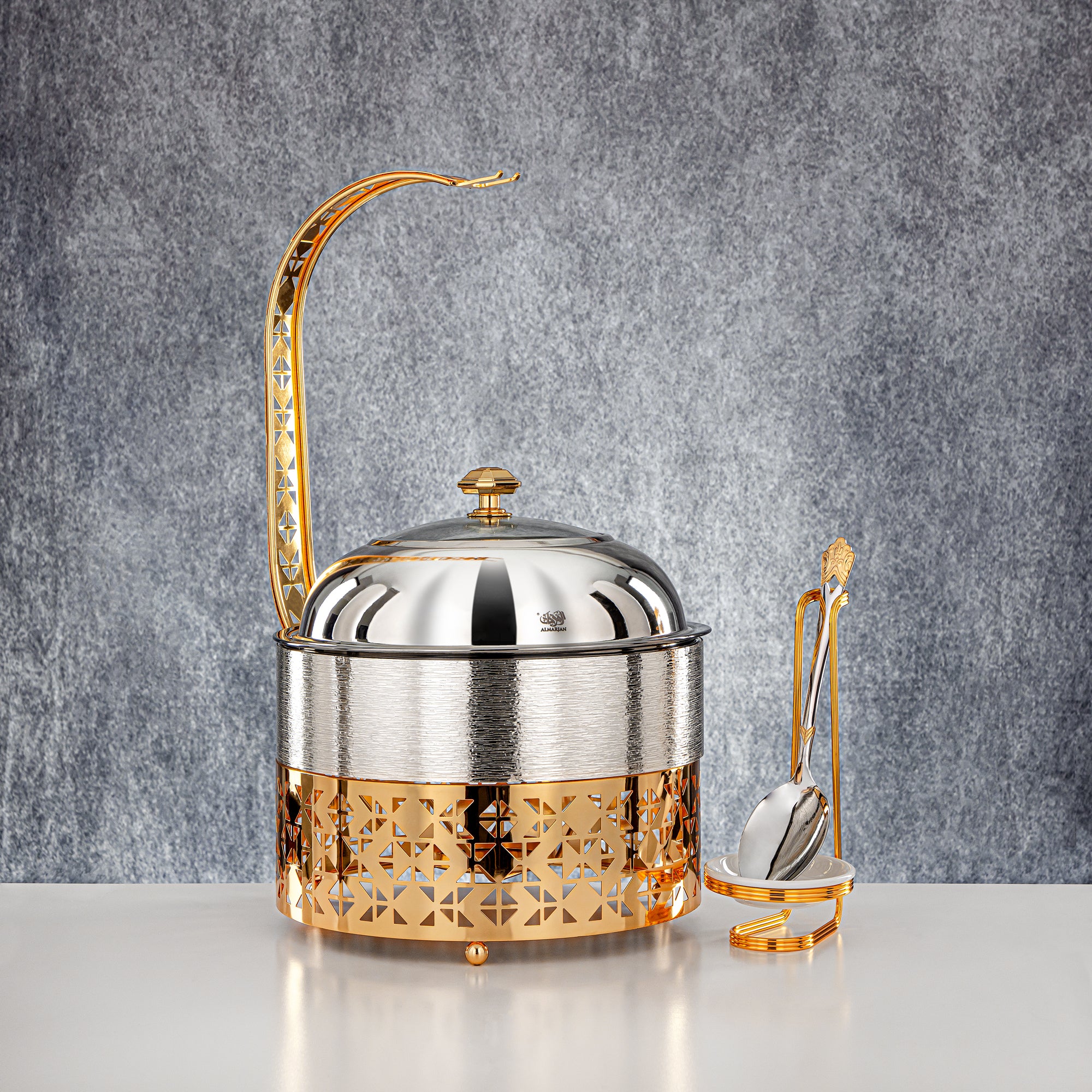 Almarjan 3000 ML Chafing Dish Silver & Gold - STS0013341