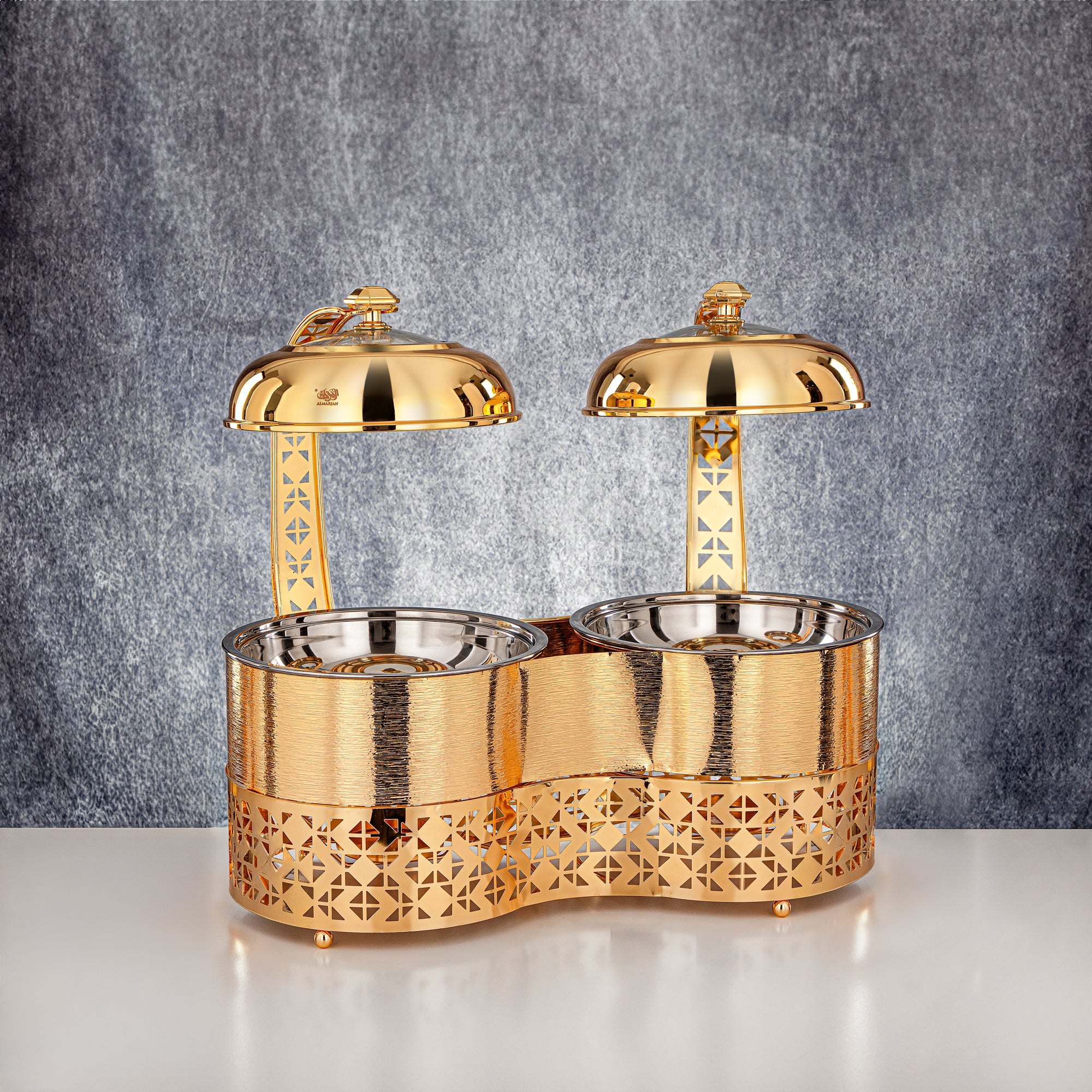 Almarjan 2000 ML + 2000 ML Double Chafing Dish Gold - STS0013344