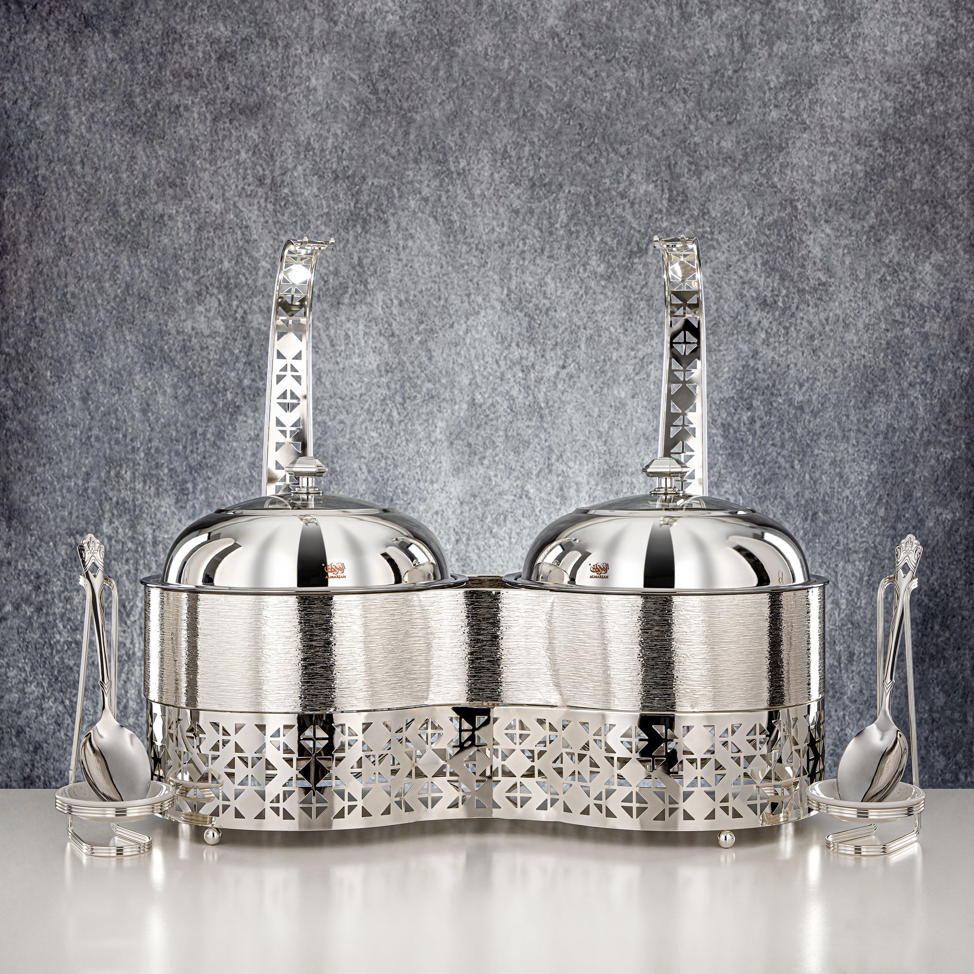 Almarjan 3000 ML + 3000 ML Double Chafing Dish Silver - STS0013348