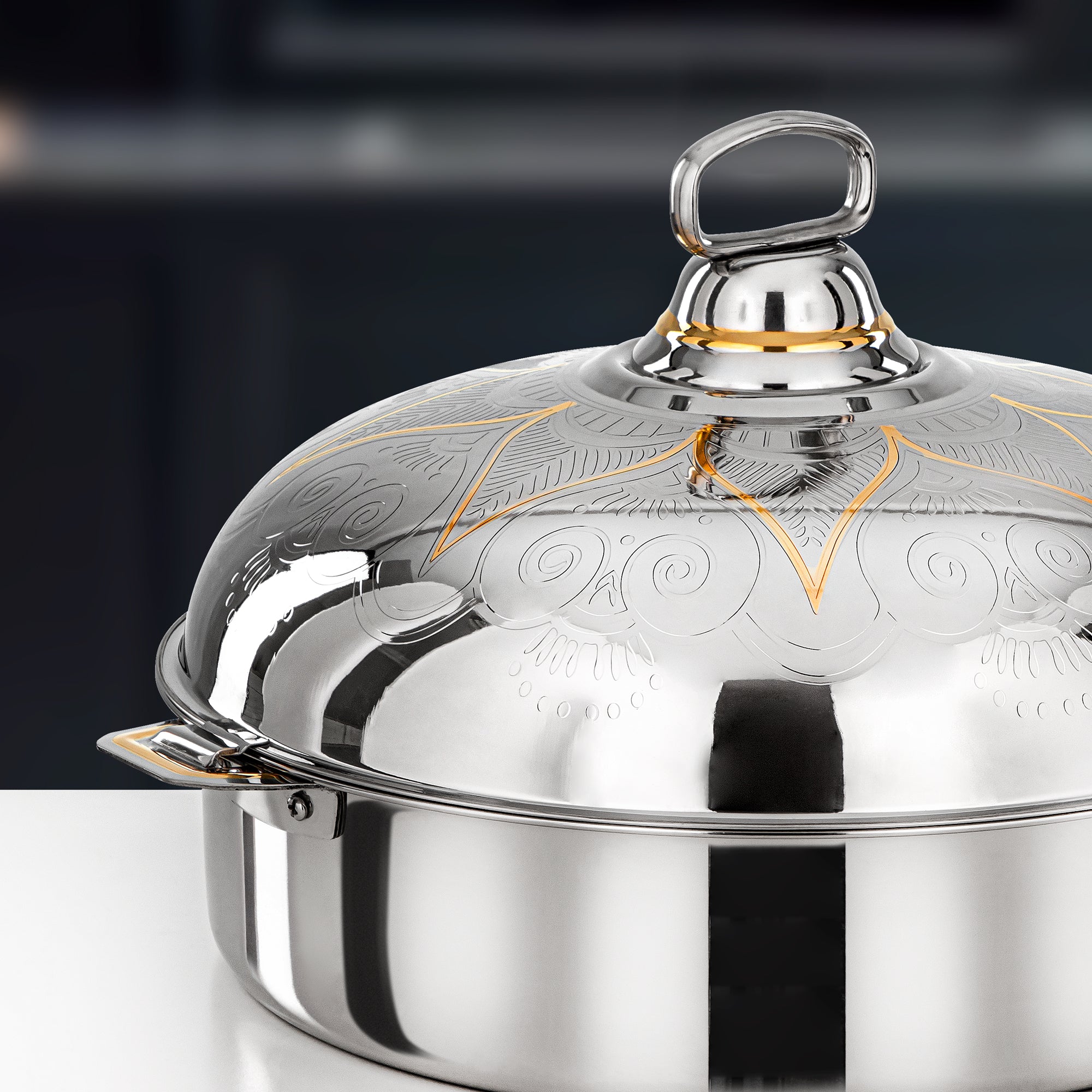 Almarjan Diwan Hot Pot 40cm Silver & Gold