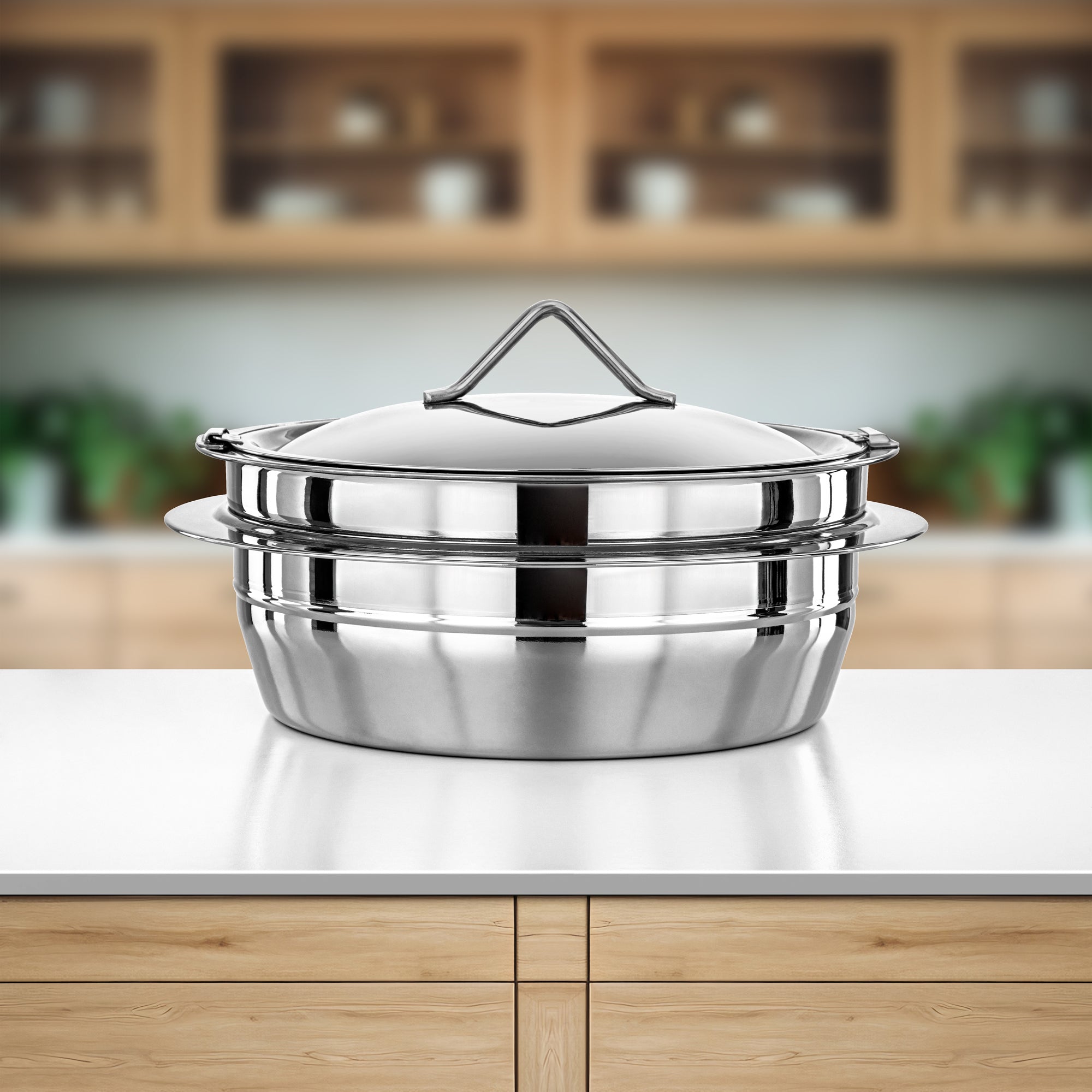 Almarjan Hot Pot Stainless Steel, 40CM (6000ML), Silver (H25P6) - Tara Collection