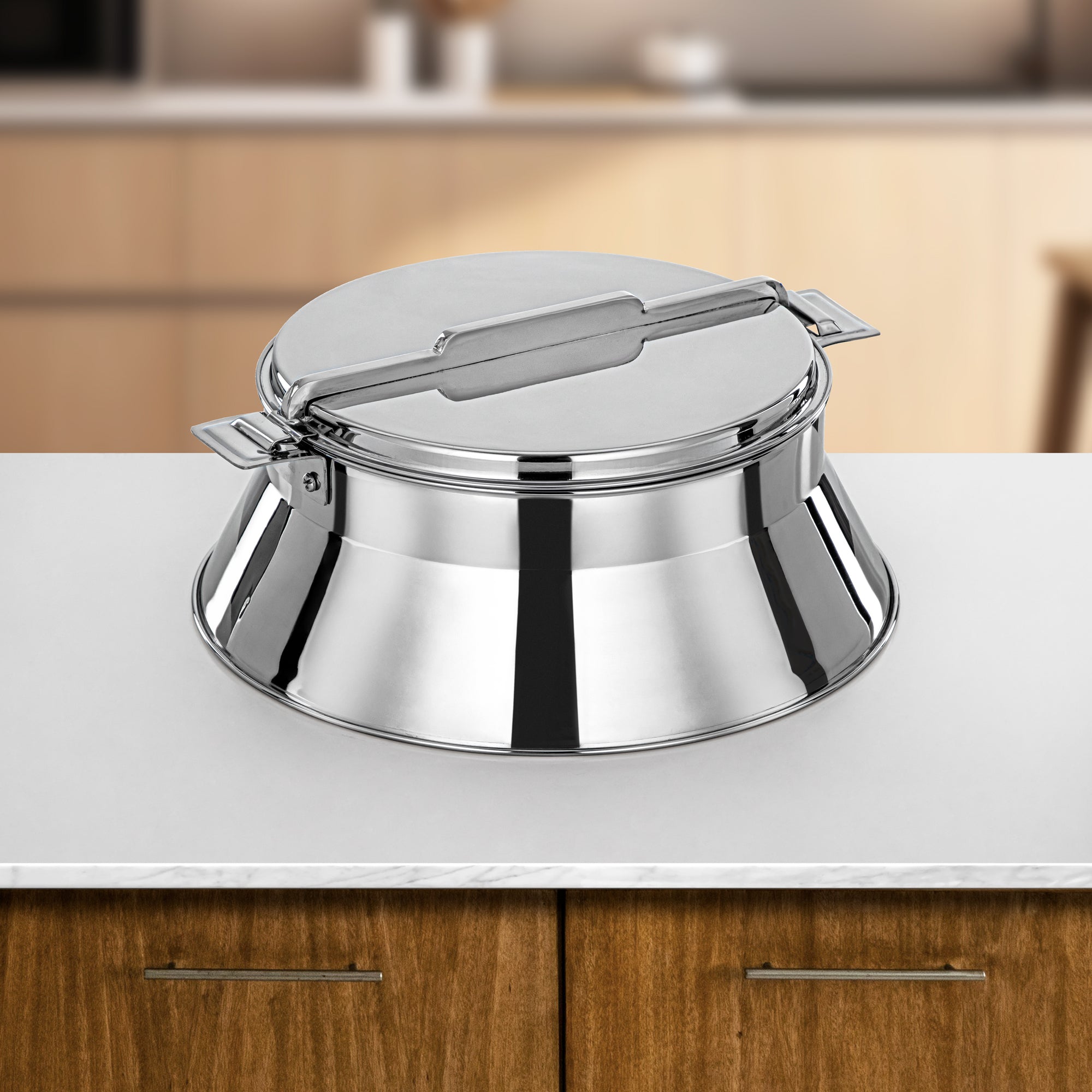 Almarjan Hot Pot Stainless Steel, 30CM (4000ML), Silver (H25P8) - Dalal Collection