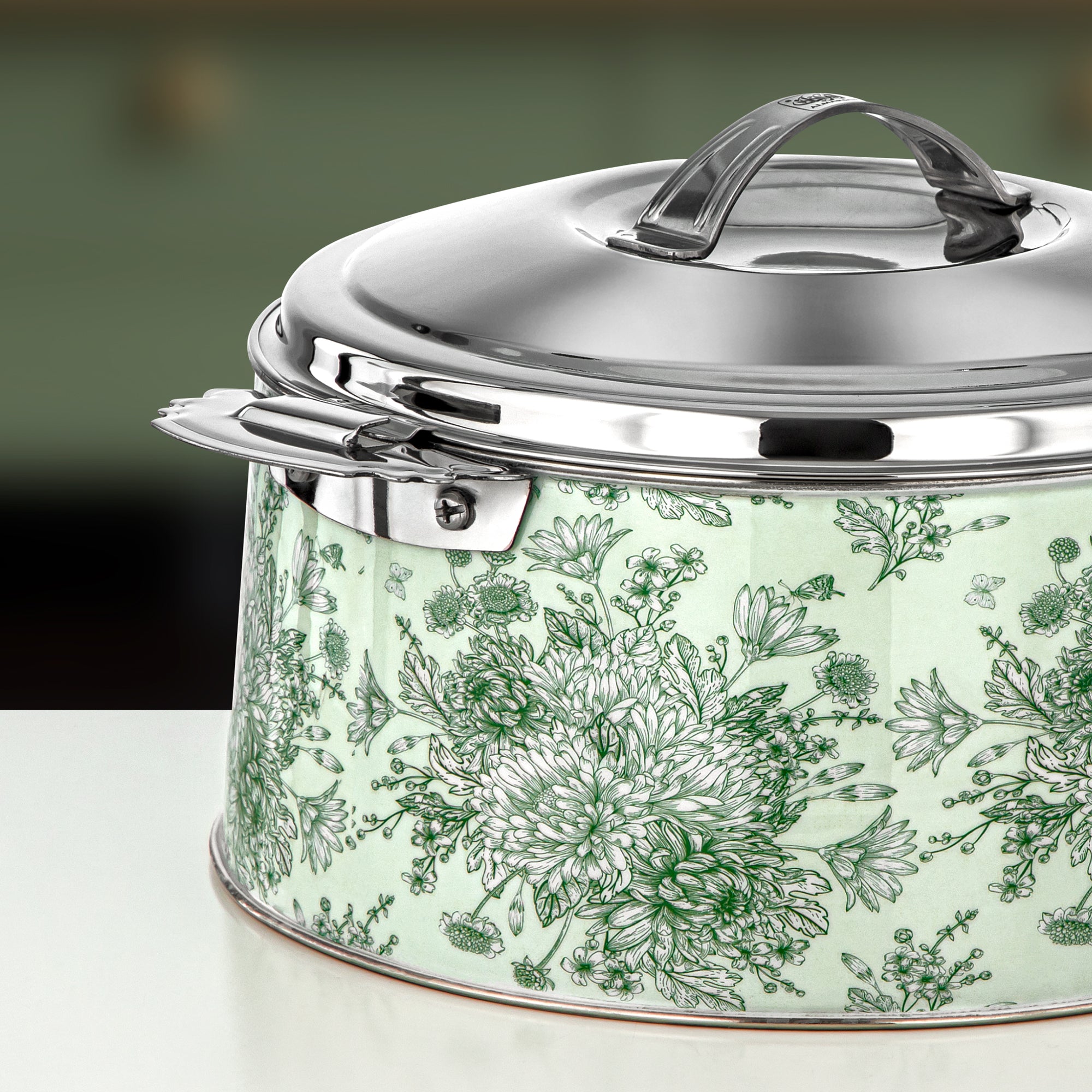 المرجان حرارات طقم ستانلس ستيل تصميم زهري 3000ml + 4000ml + 6000ml (H25SHF2) – مجموعة فونون | تقديم أنيق لرمضان والتجمعات