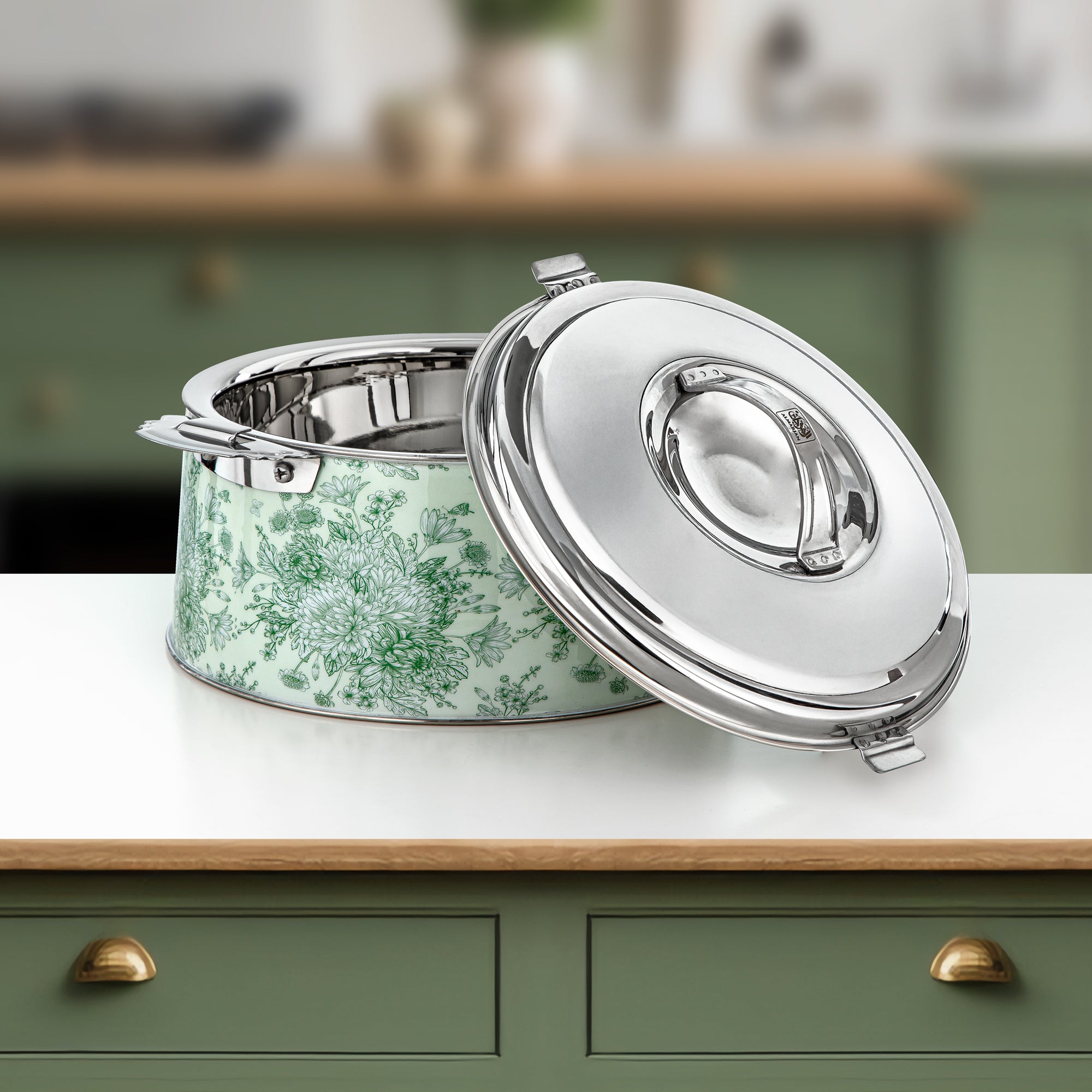 المرجان حرارات طقم ستانلس ستيل تصميم زهري 3000ml + 4000ml + 6000ml (H25SHF2) – مجموعة فونون | تقديم أنيق لرمضان والتجمعات