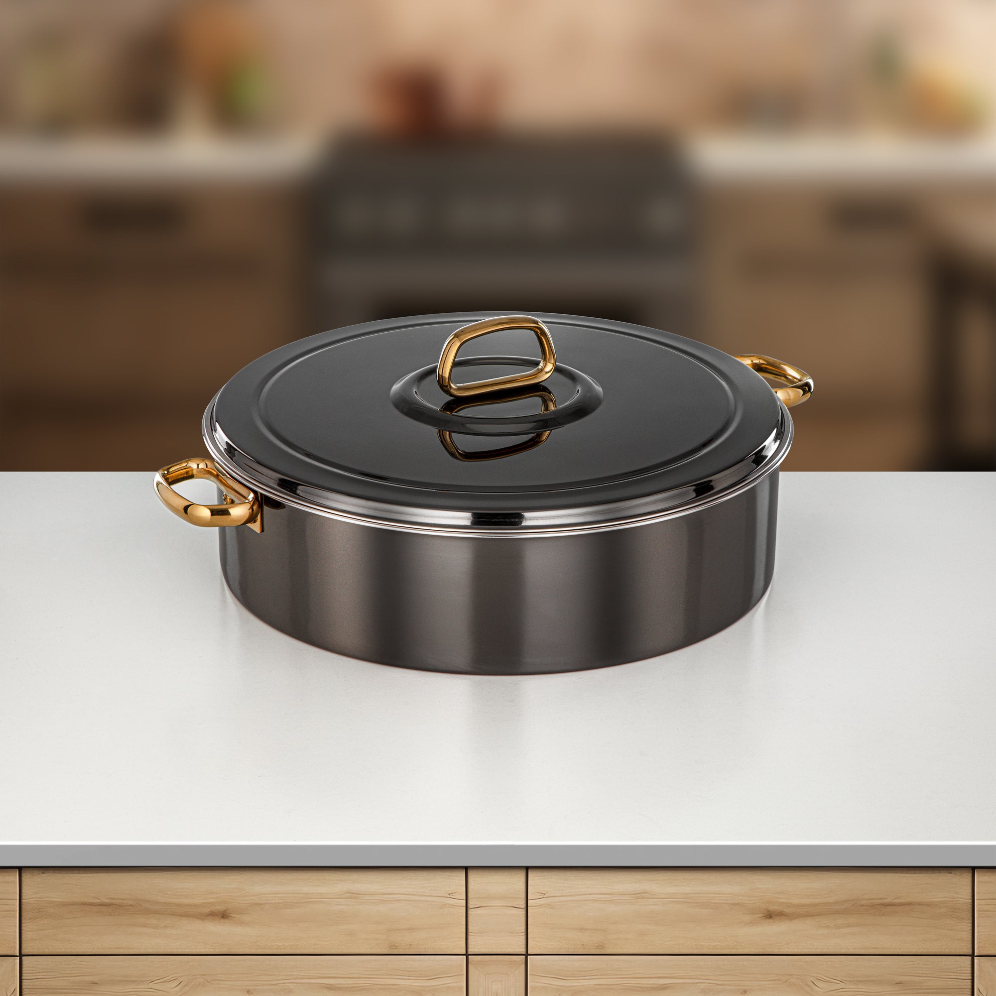 Almarjan Diana Hot Pot 35 cm Gun Black & Gold