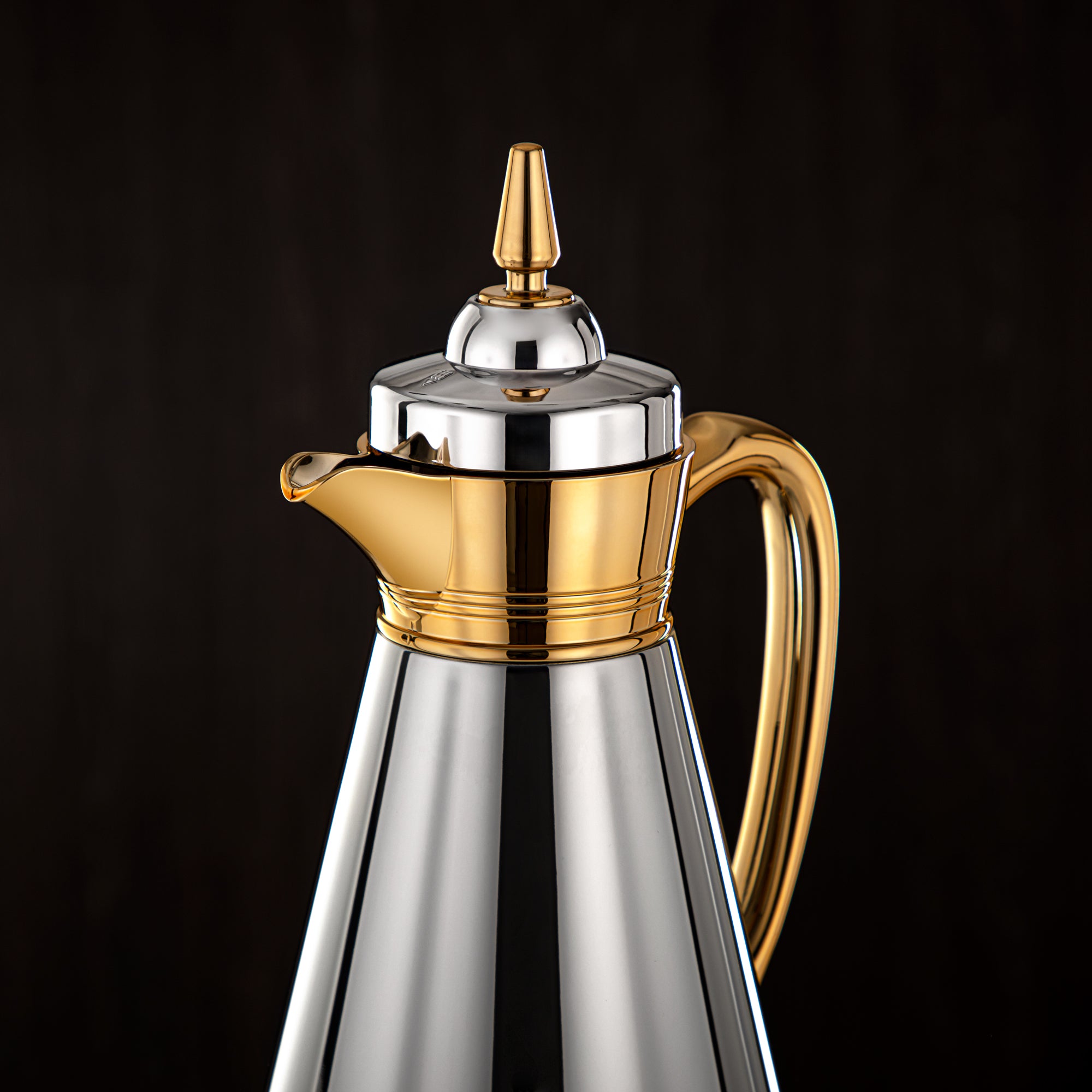 Almarjan Vacuum Flask Set, 0.7L + 1L, Silver & Gold (UBC-A0700/B1000 CC95) - Ramadan Serveware