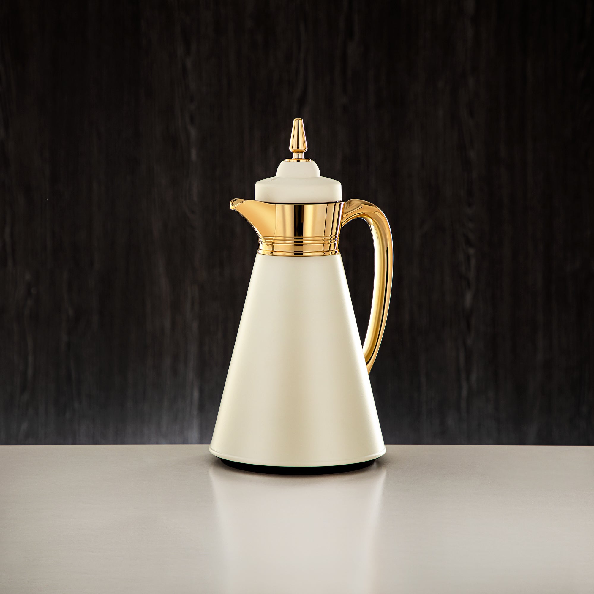 Almarjan Vacuum Flask Set, 0.7L + 1L, Beige & Gold (UBC-A0700/B1000 Q305YZC95) - Ramadan Serveware